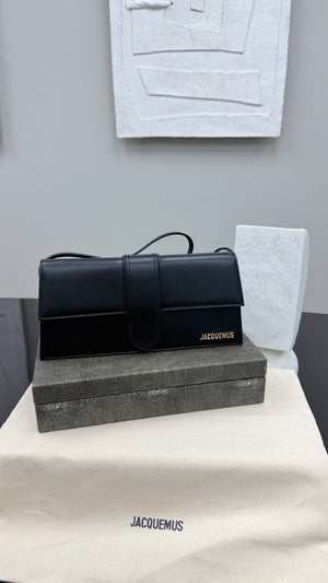 BRAND NEW - Jacquemus Black Leather Le Bambino Long Shoulder Bag
