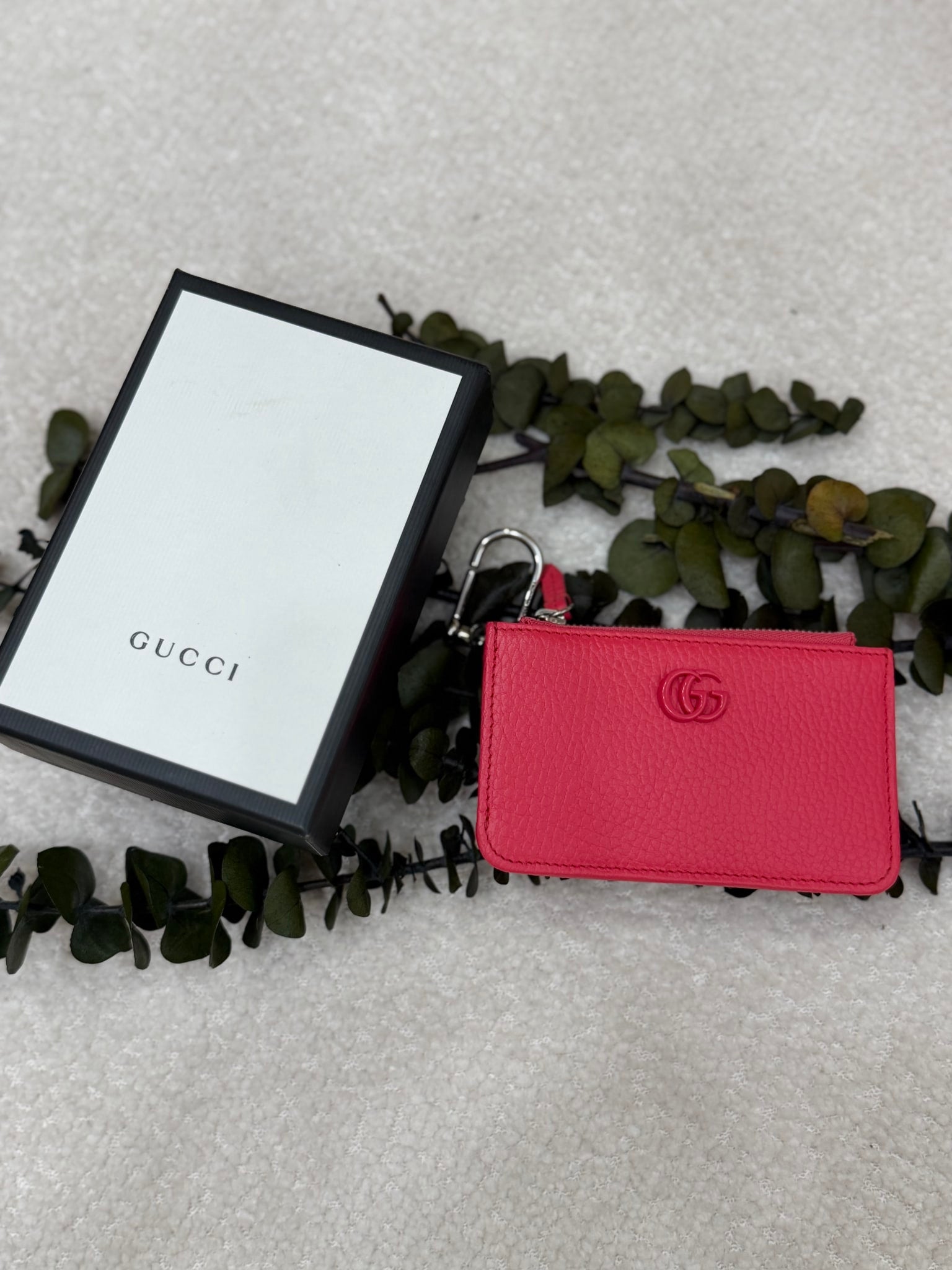 Gucci Coral Leather Marmont Card Case