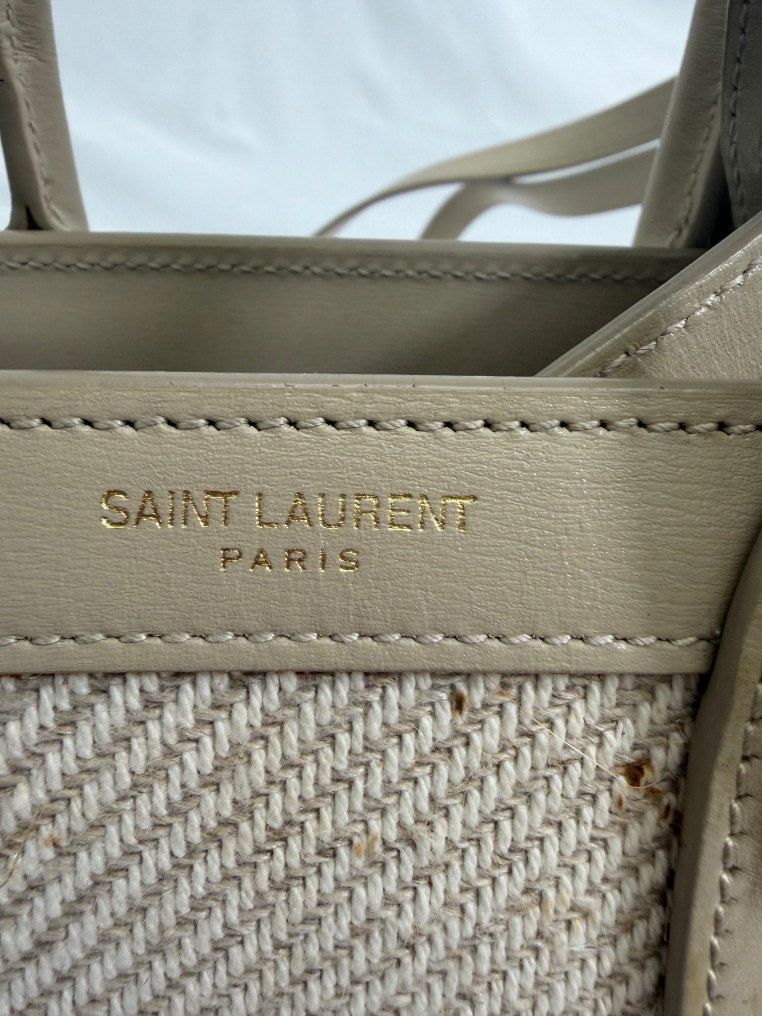Saint Laurent YSL Beige Canvas x Leather Sac De Jour 2Way Bag