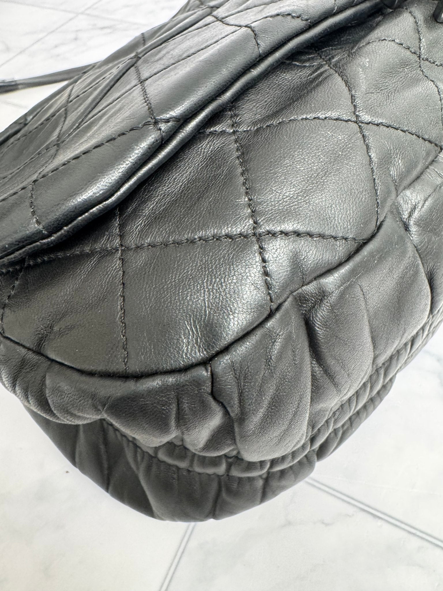 Chanel Black Diamond Quilted Sharpei Small Flap Bag