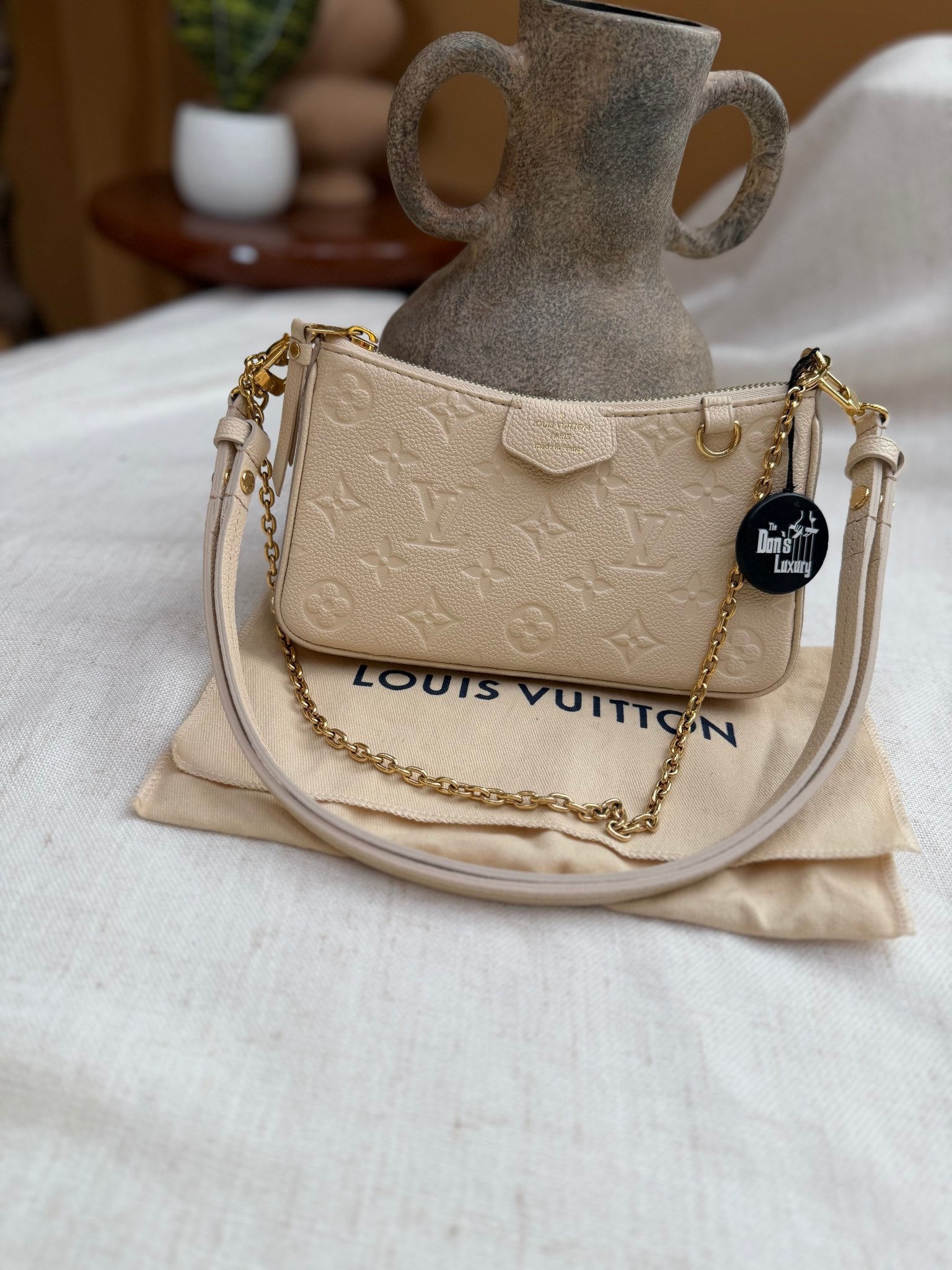 Louis Vuitton Cream Empreinte  Easy Pouch On Strap Bag