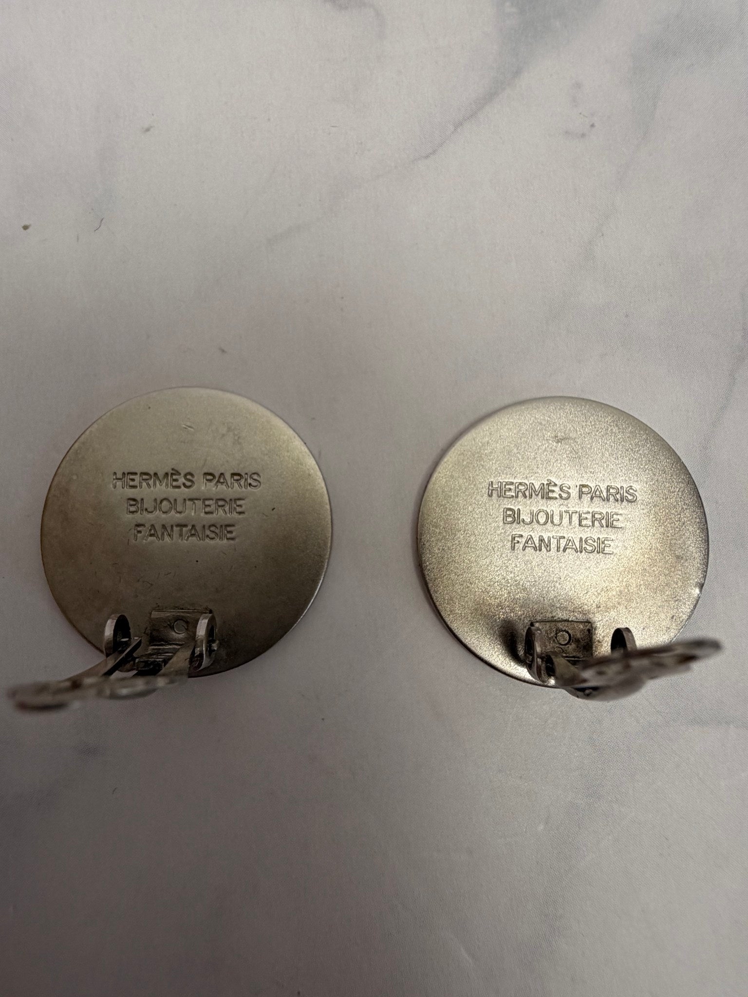 Hermes Silver Sellier Clip On Earrings