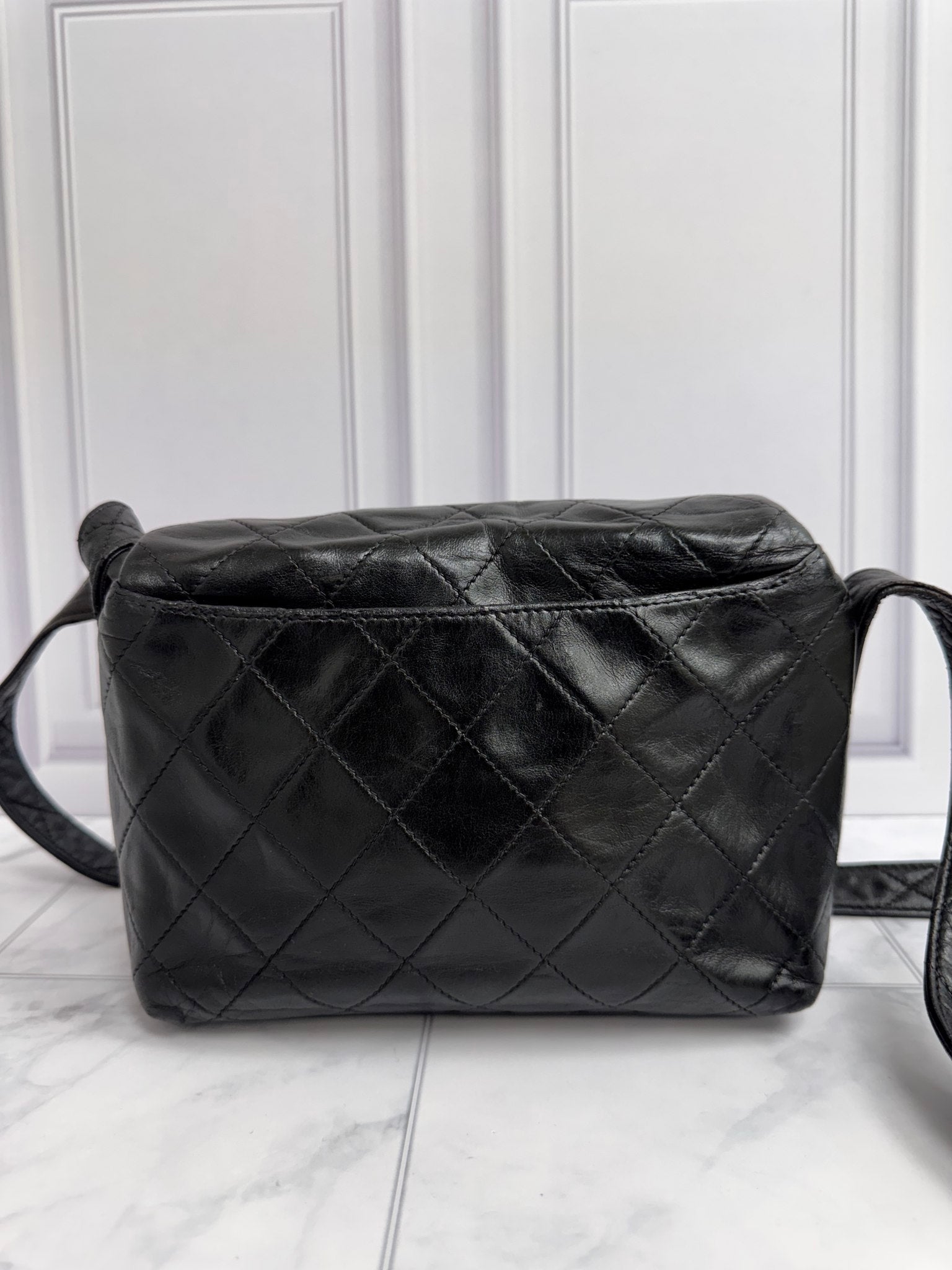 Chanel Black Diamond Quilted Leather Crossbody Bag