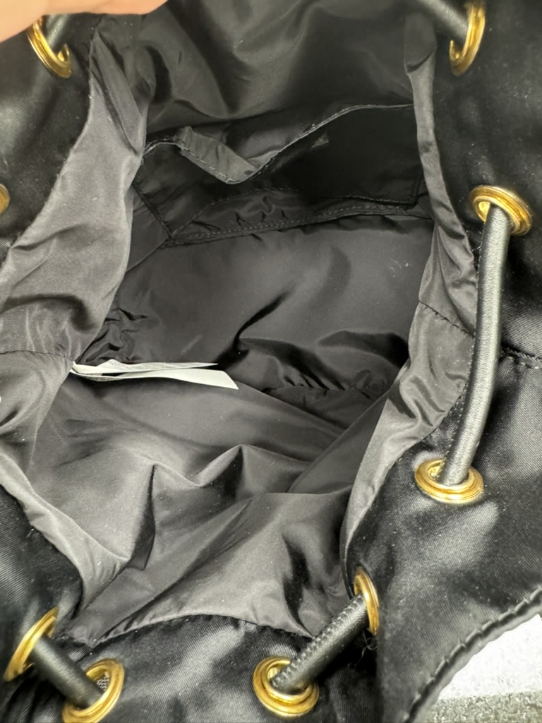 Versace Black Nylon La Medusa Small Bucket Bag