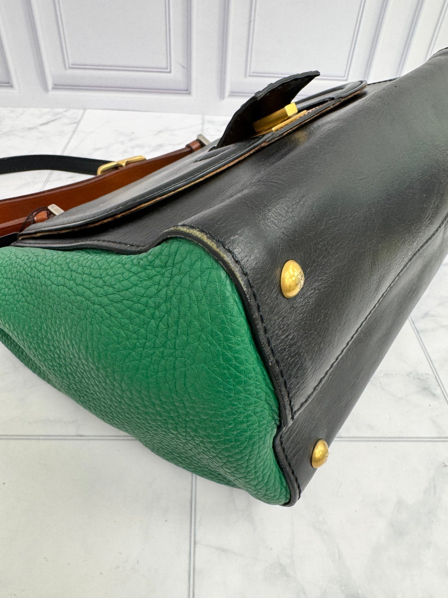 Fendi Green And Black Leather Crossbody Bag