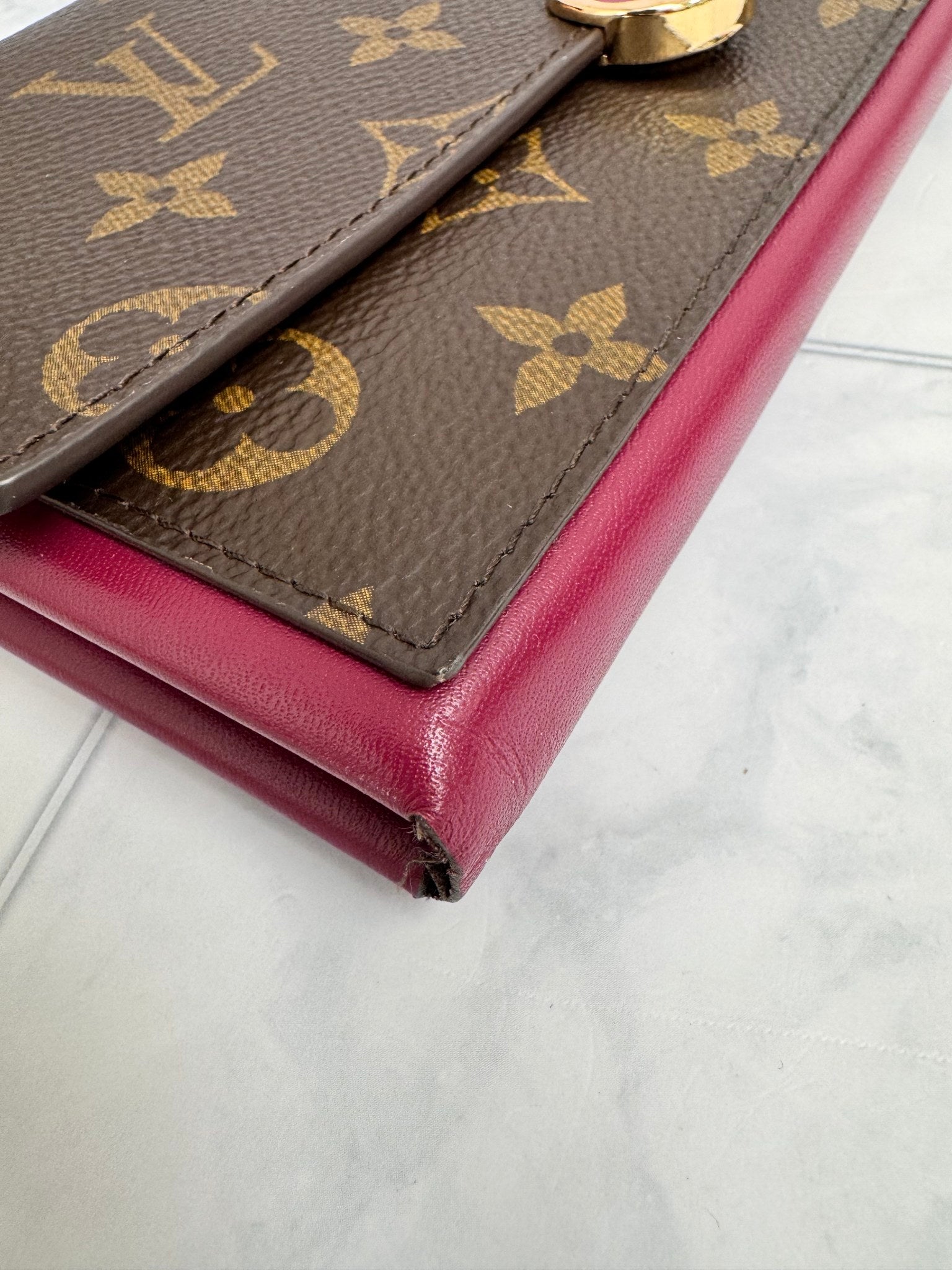 Louis Vuitton Monogram And Fuchsia Portefeuille Flore Long Wallet 