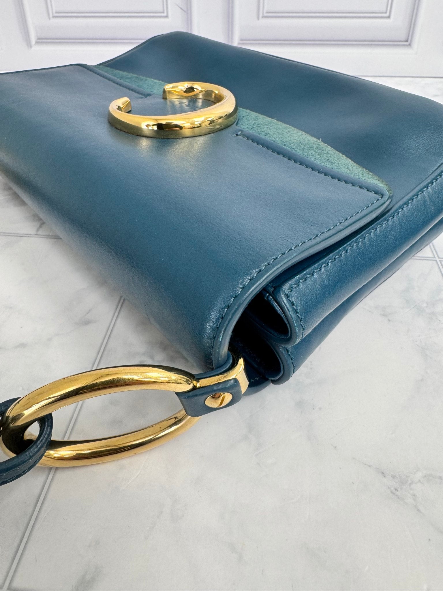 Chloe Blue Leather C Crossbody Bag