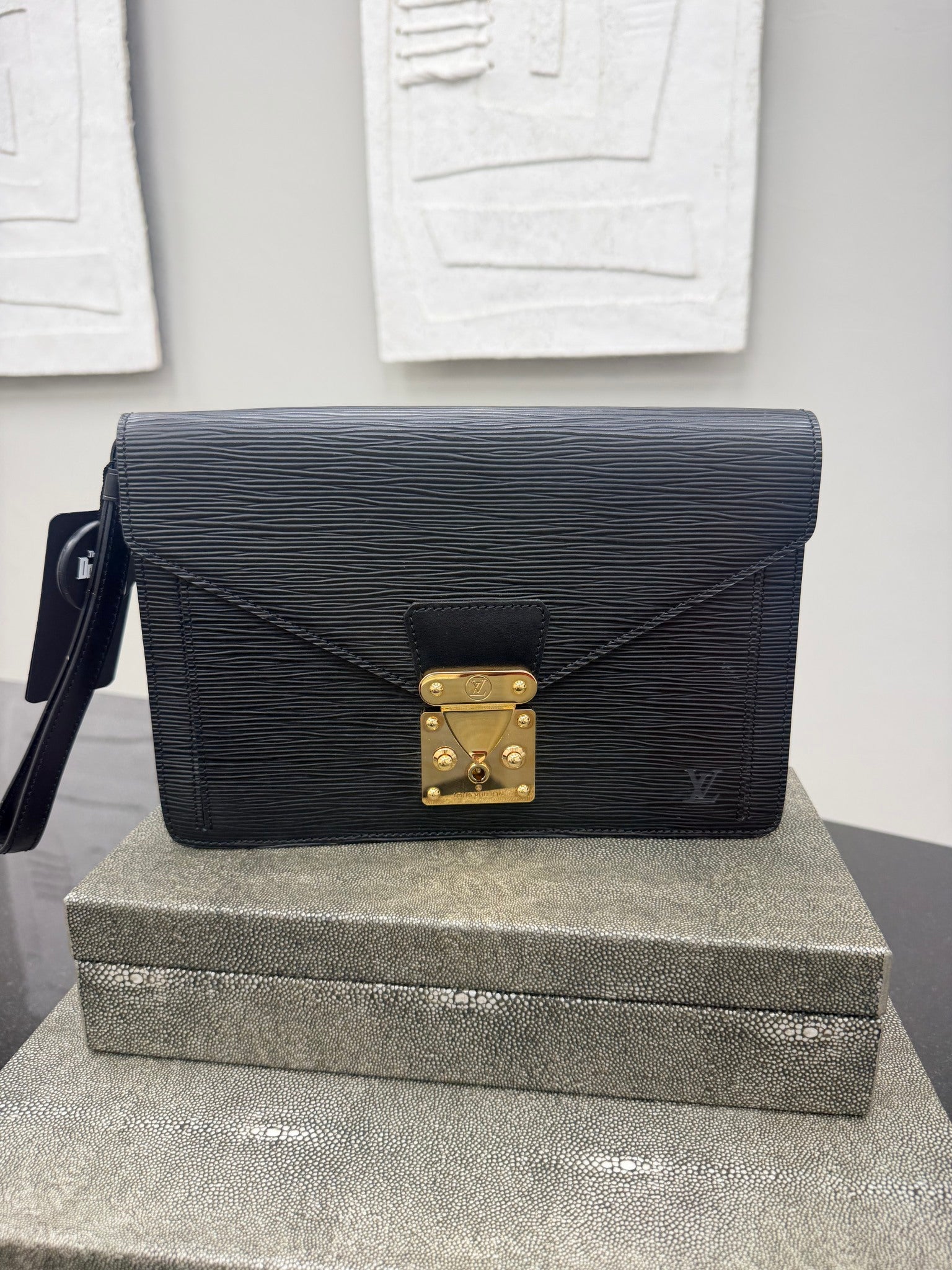 Louis Vuitton Black Epi Leather Clutch 