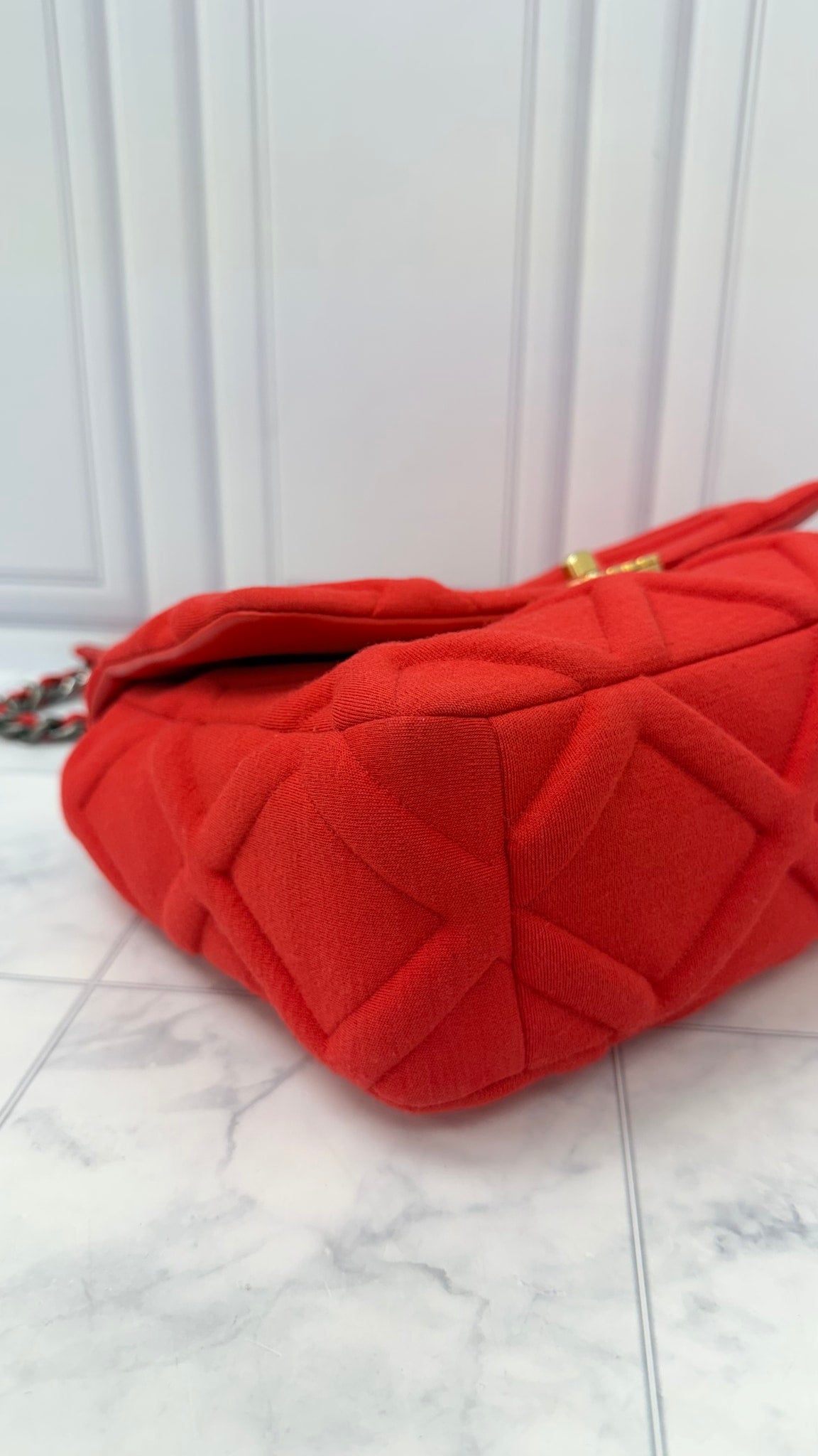 Chanel Red Quilted Jersey Chanel 19 Large Flap Bag 