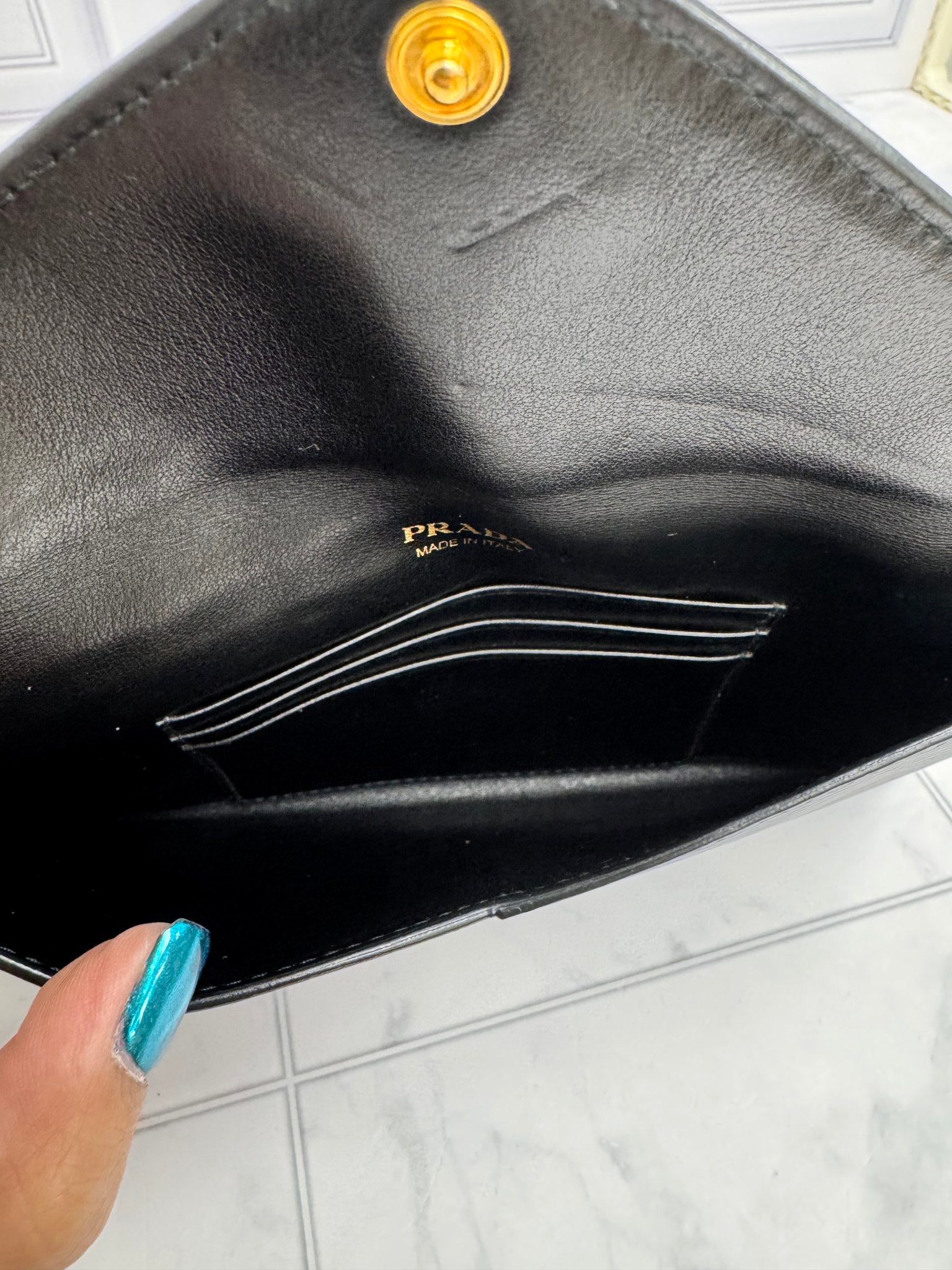 Prada Black Saffiano Leather Envelope Wallet