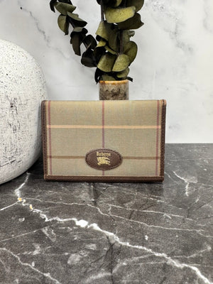 Burberry Brown Nova Check Canvas Card Case