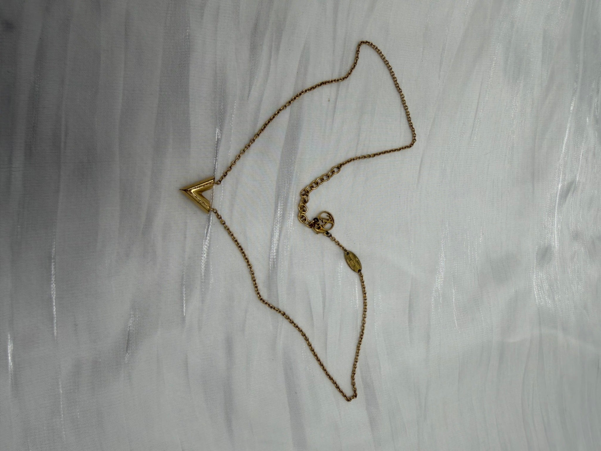 Louis Vuitton Gold Tone Essential V Necklace 