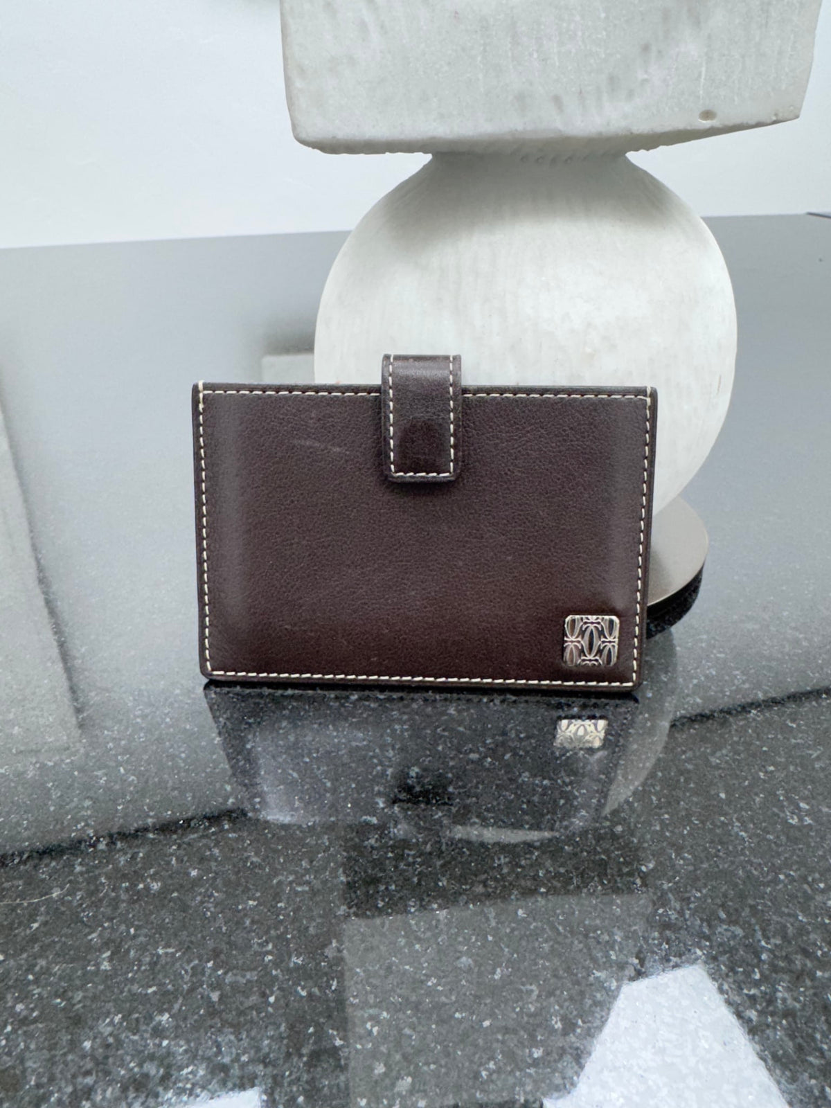 Cartier Brown Leather Snap Card Holder