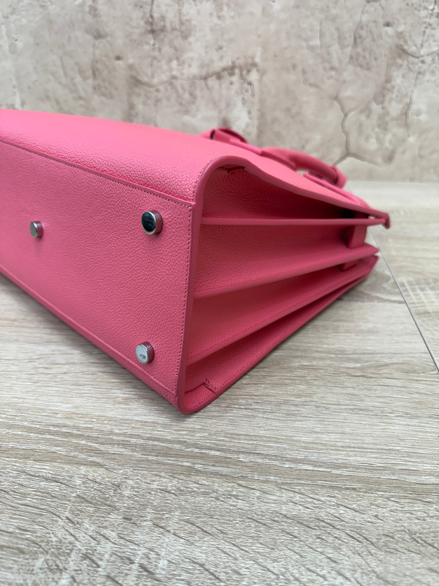 Saint Laurent YSL Pink Leather Sac de Jour Bag 