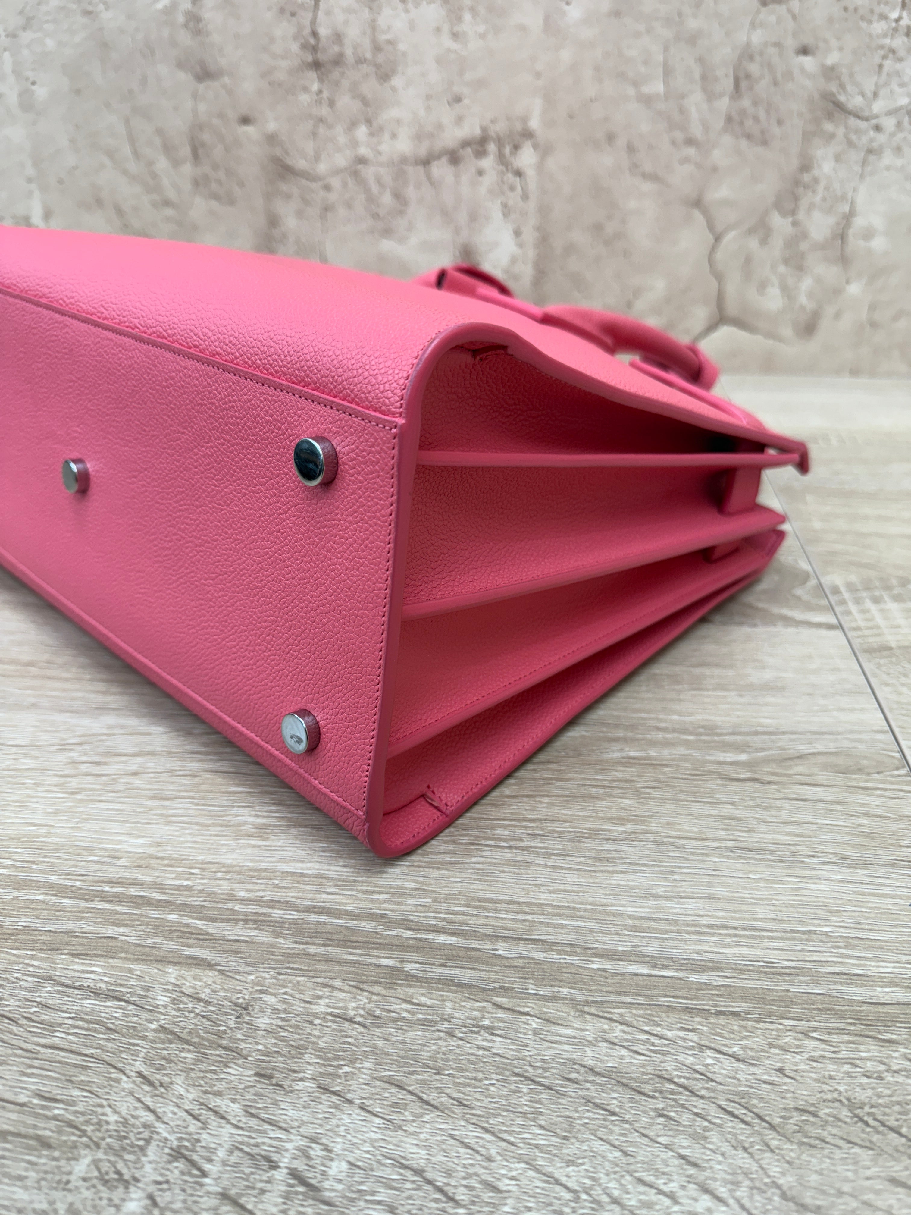 Saint Laurent YSL Pink Leather Sac de Jour Bag 