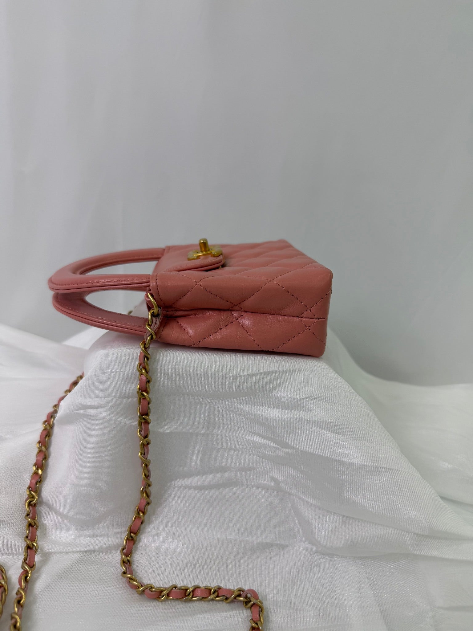 Chanel Pink Lambskin Mini Kelly Shopping Bag