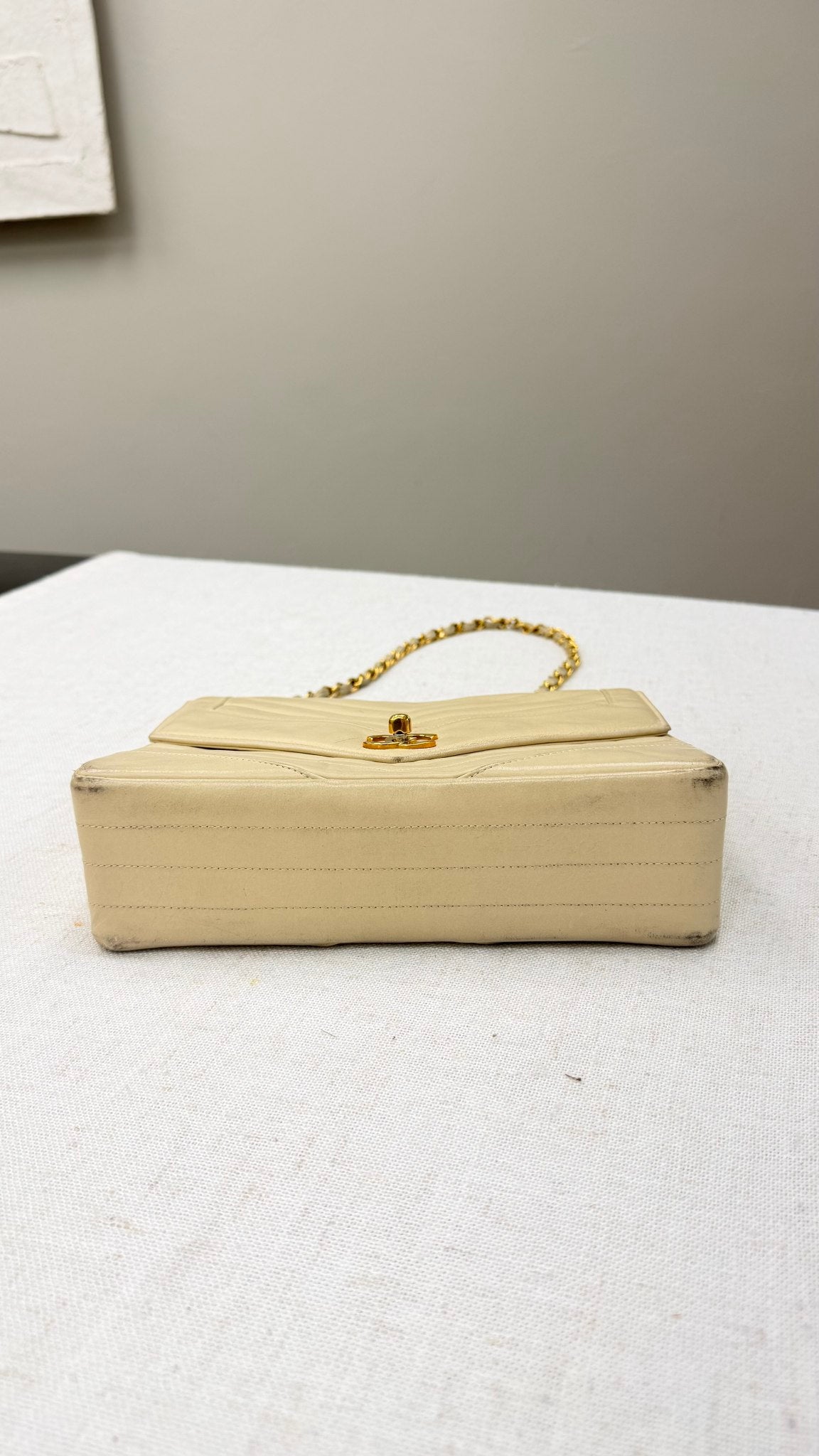 Chanel Beige Lambskin Leather Coco Envelope Flap Bag