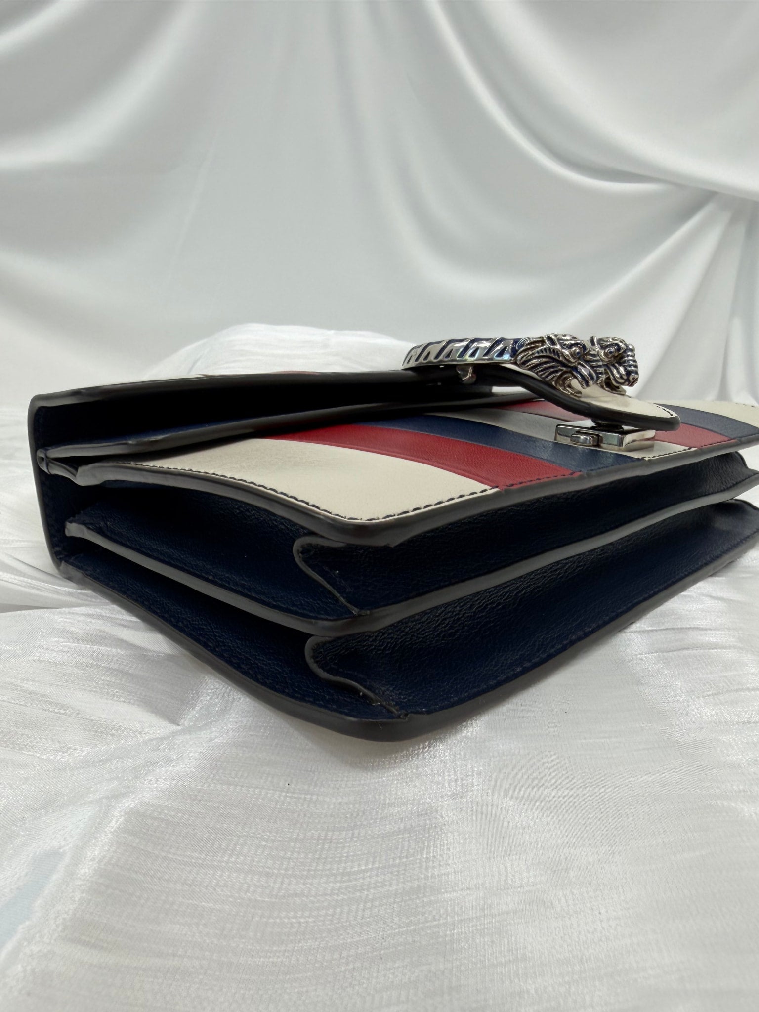 Gucci Red, White Blue Goatskin Limited Edition Small Dionysus Chain Bag