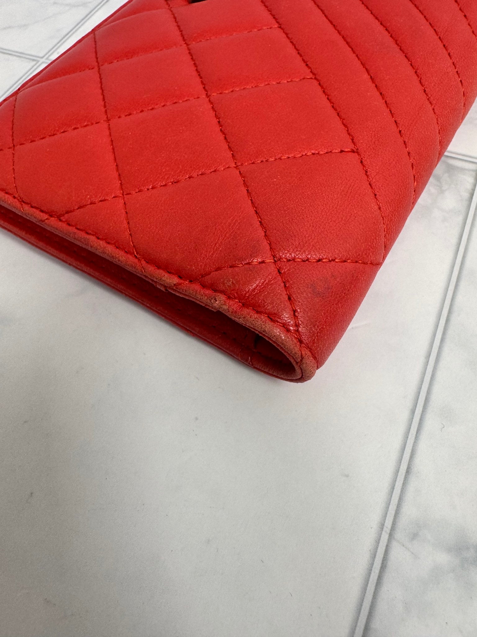 Chanel Red Quilted Leather Long Flap Wallet