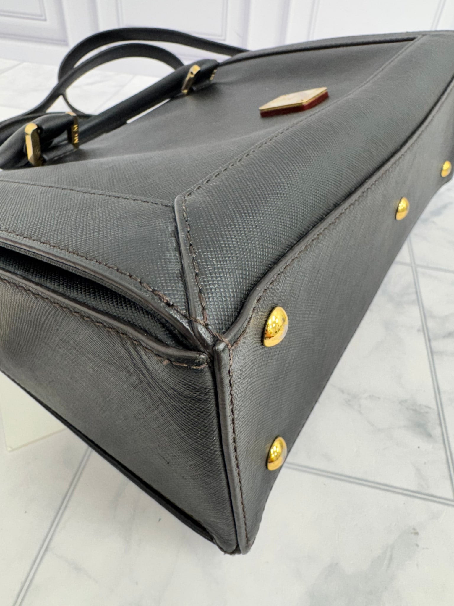 MCM Black Saffiano Leather Nuovo Large 2Way Bag