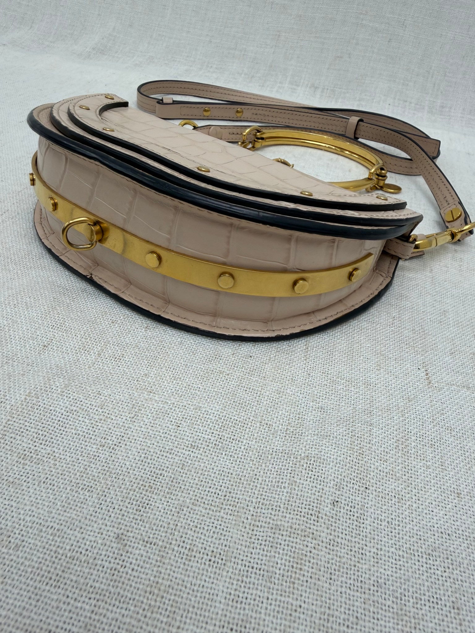 Chloe Pink Alligator Embossed Bracelet Bag