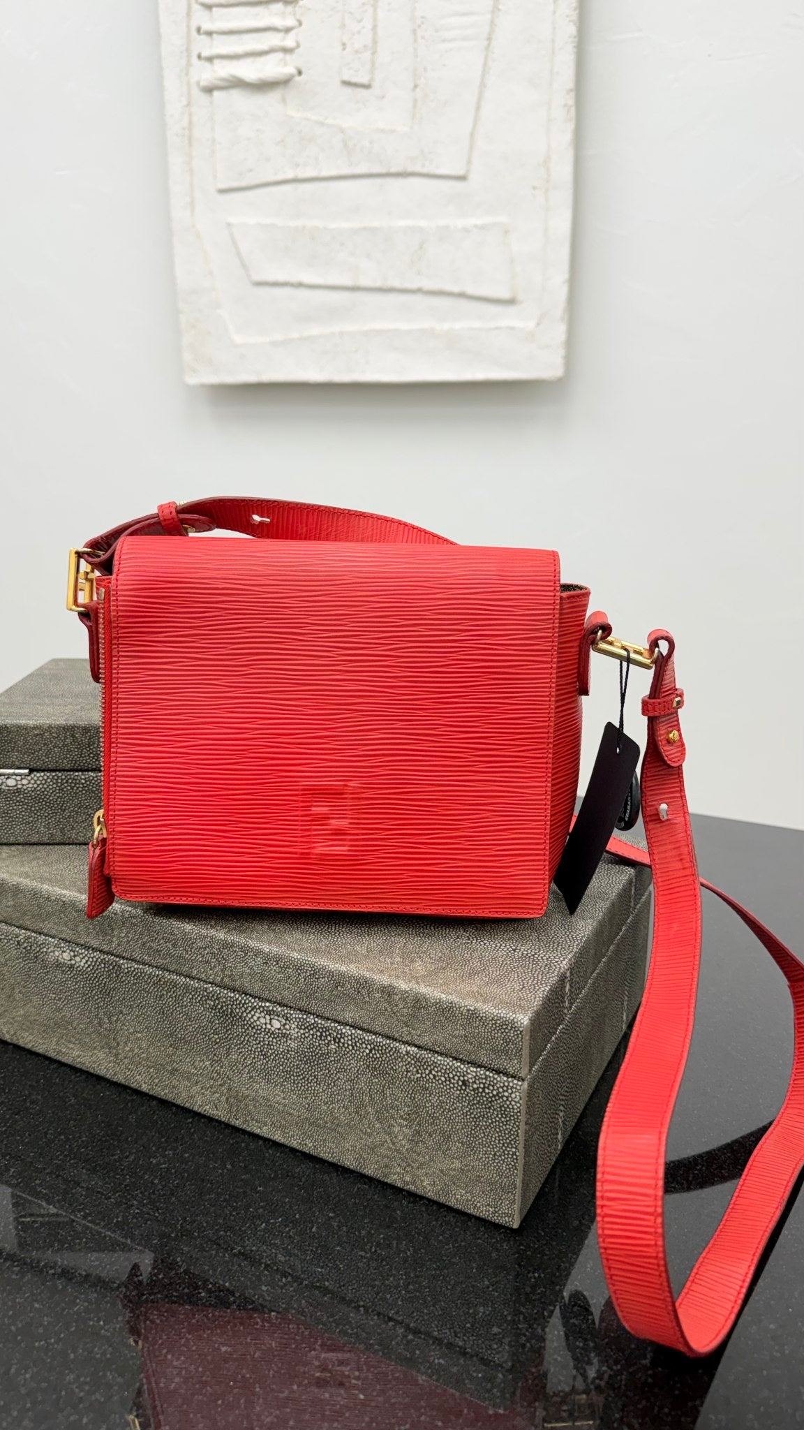 Fendi Red Leather Crossbody Bag 