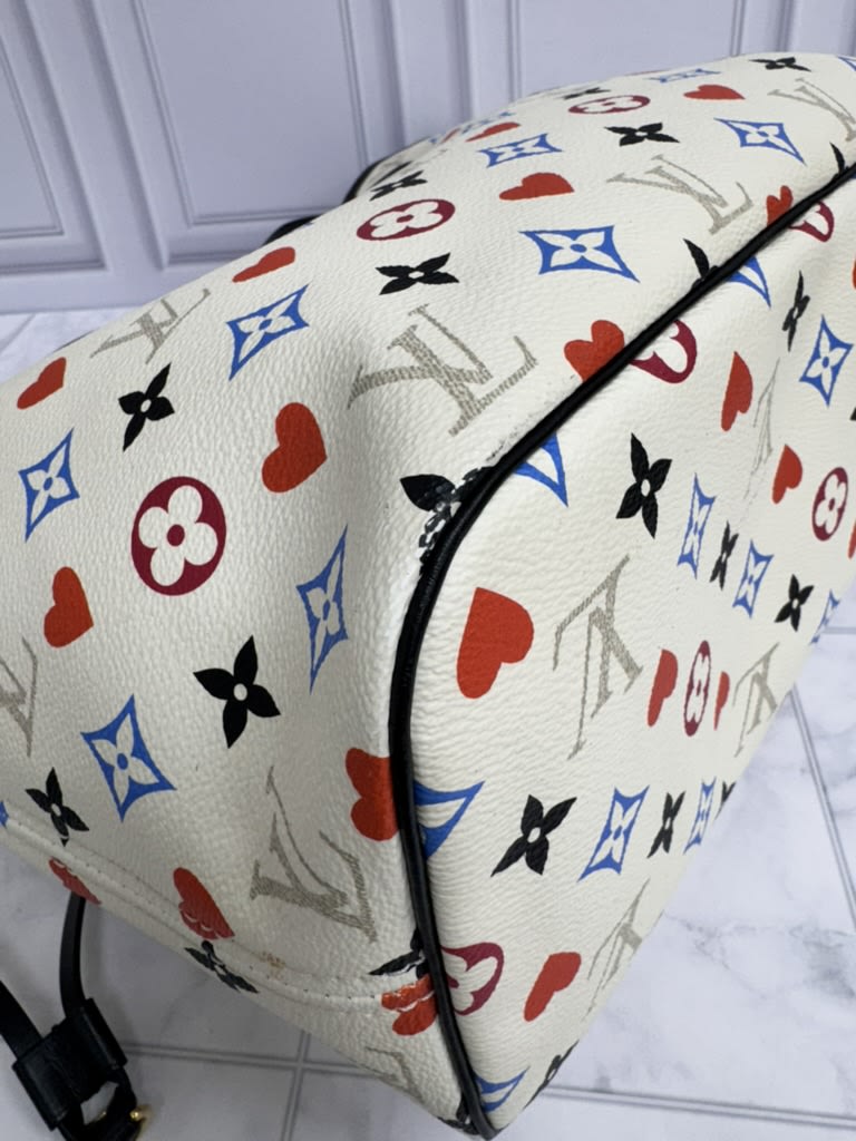 Louis Vuitton White Multicolor Game On Neverfull MM