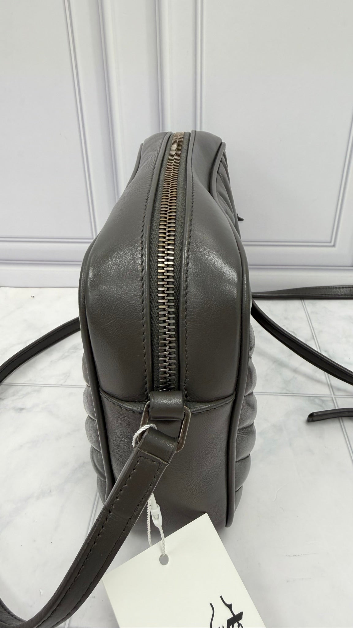 Saint Laurent YSL Dark Grey Leather Lou Camera Bag