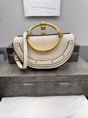Chloe White Leather Nile Bracelet Crossbody Bag