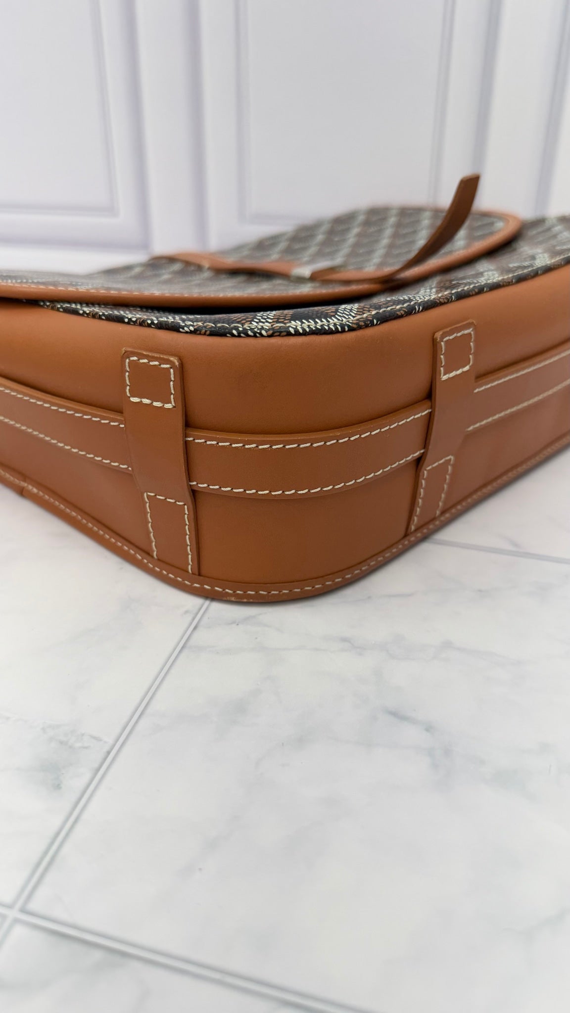Goyard Brown & Black Goyardine Coated Canvas & Leather Belvedere II MM