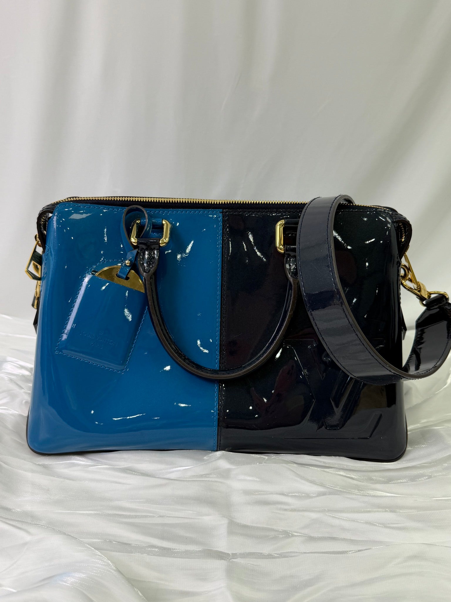 Louis Vuitton Blue Two Tone Vernis Leather Mirror Bag