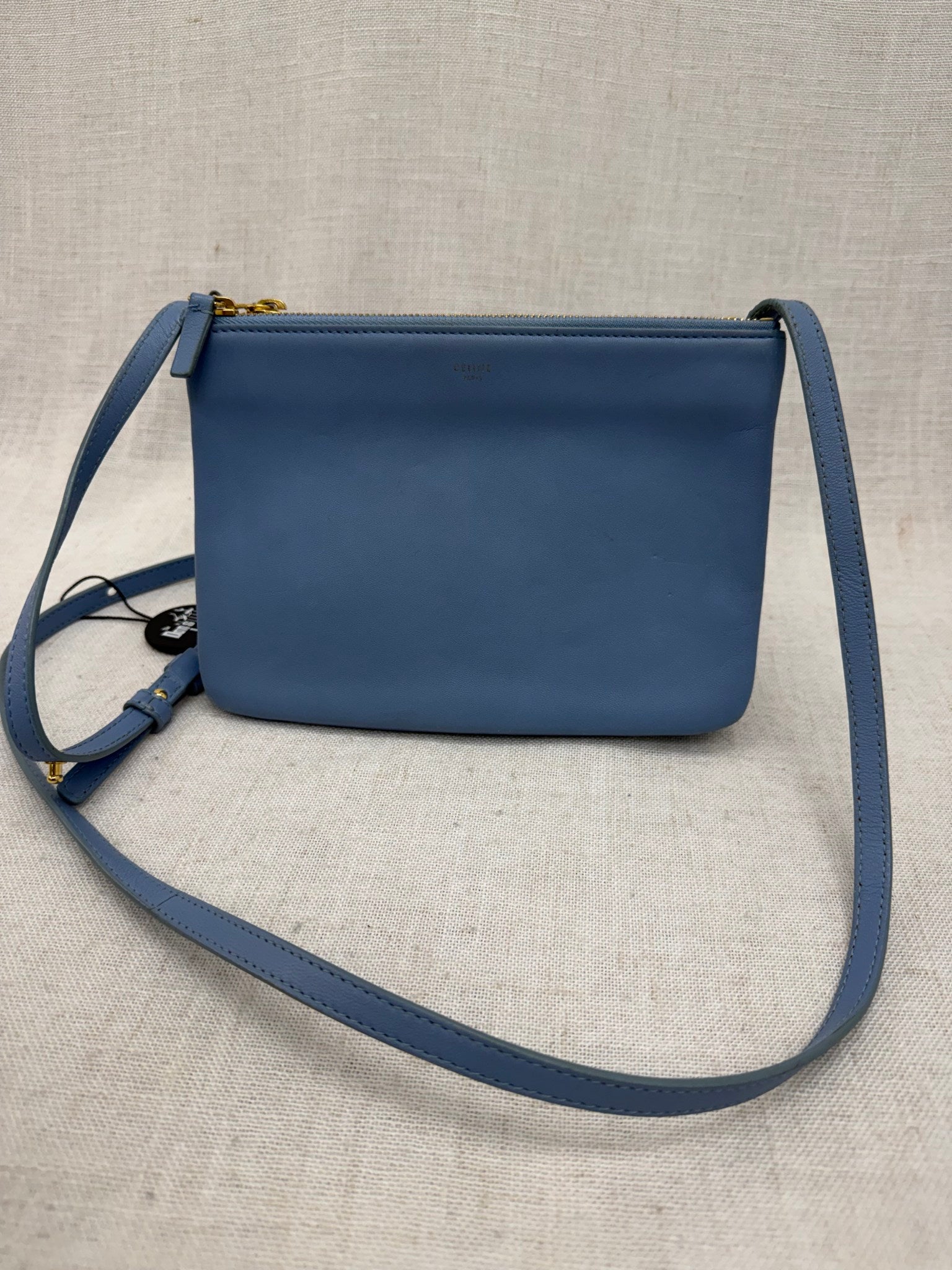 Celine Blue Leather Trio Zip Crossbody