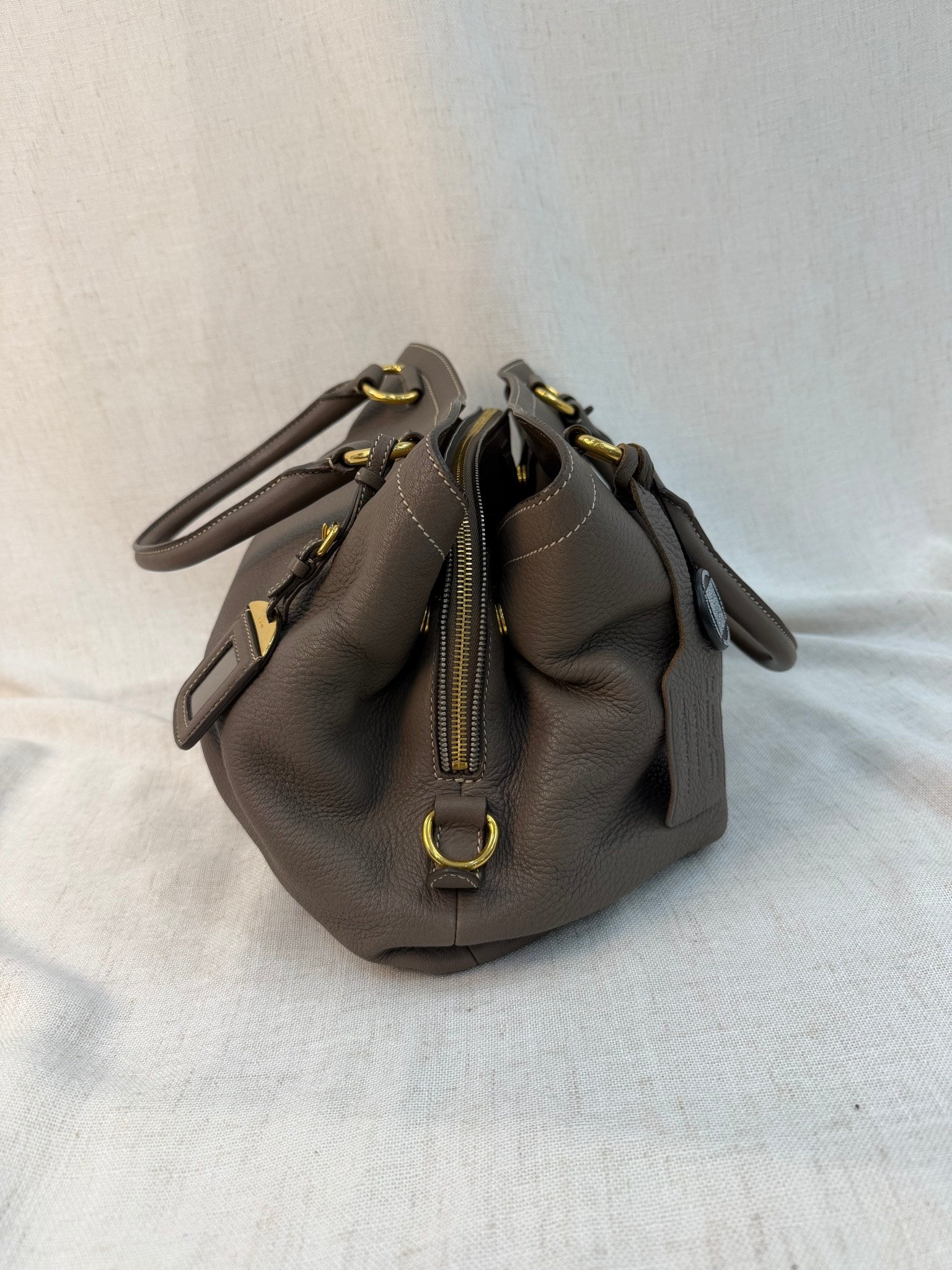Prada Taupe Leather Vitello Daino Tote Bag