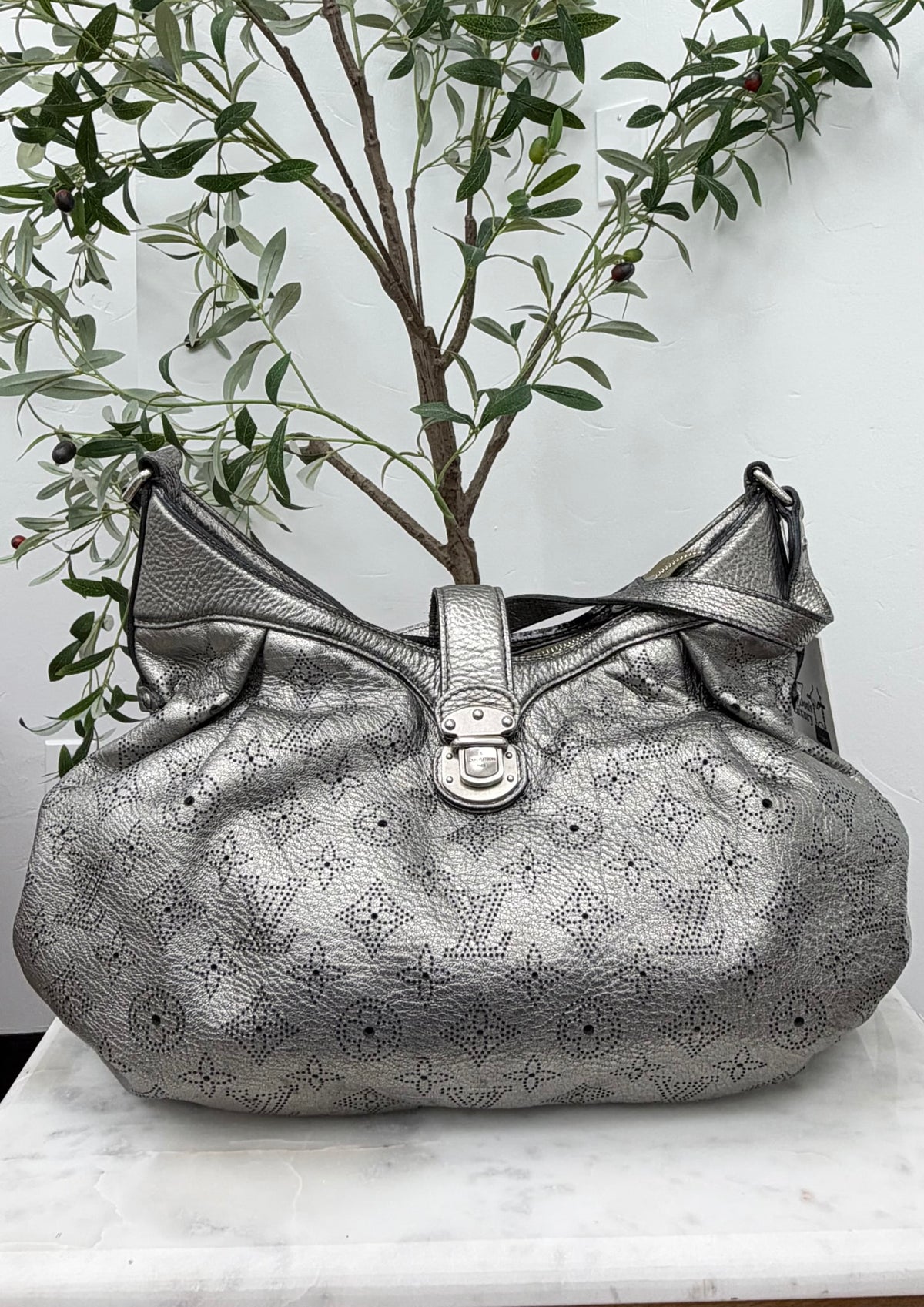Louis Vuitton Metallic Leather Monogram Mahina Handbag