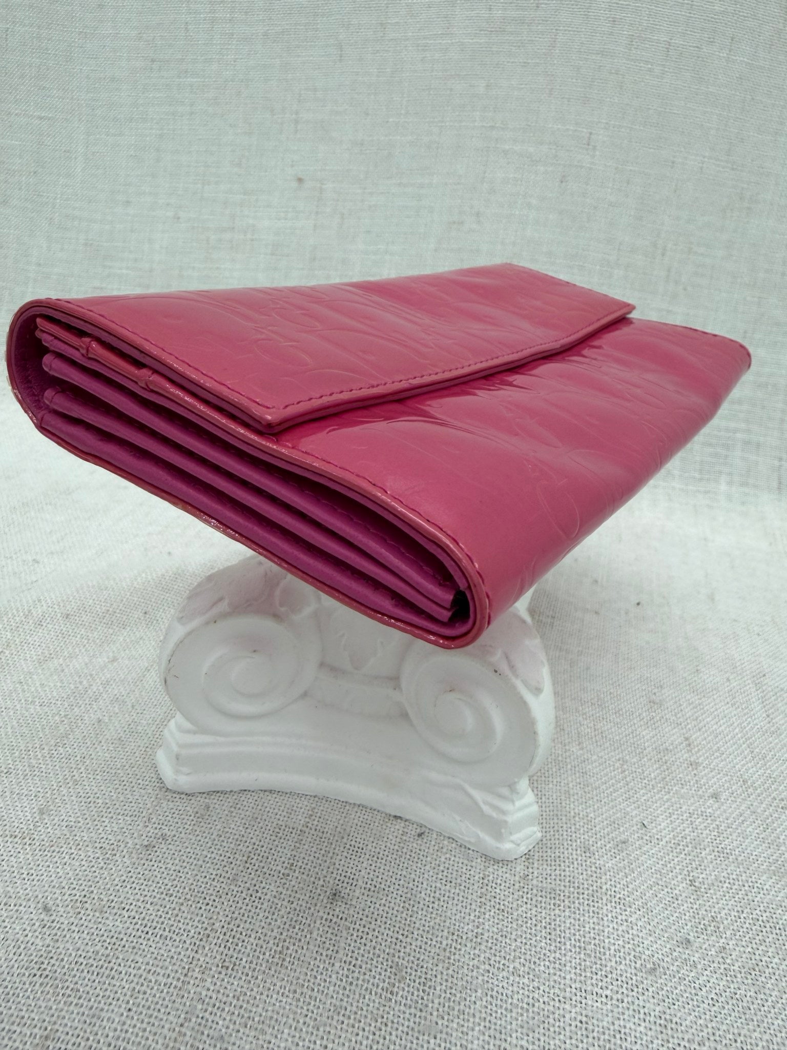 Christian Dior Pink Patent Leather Long Wallet