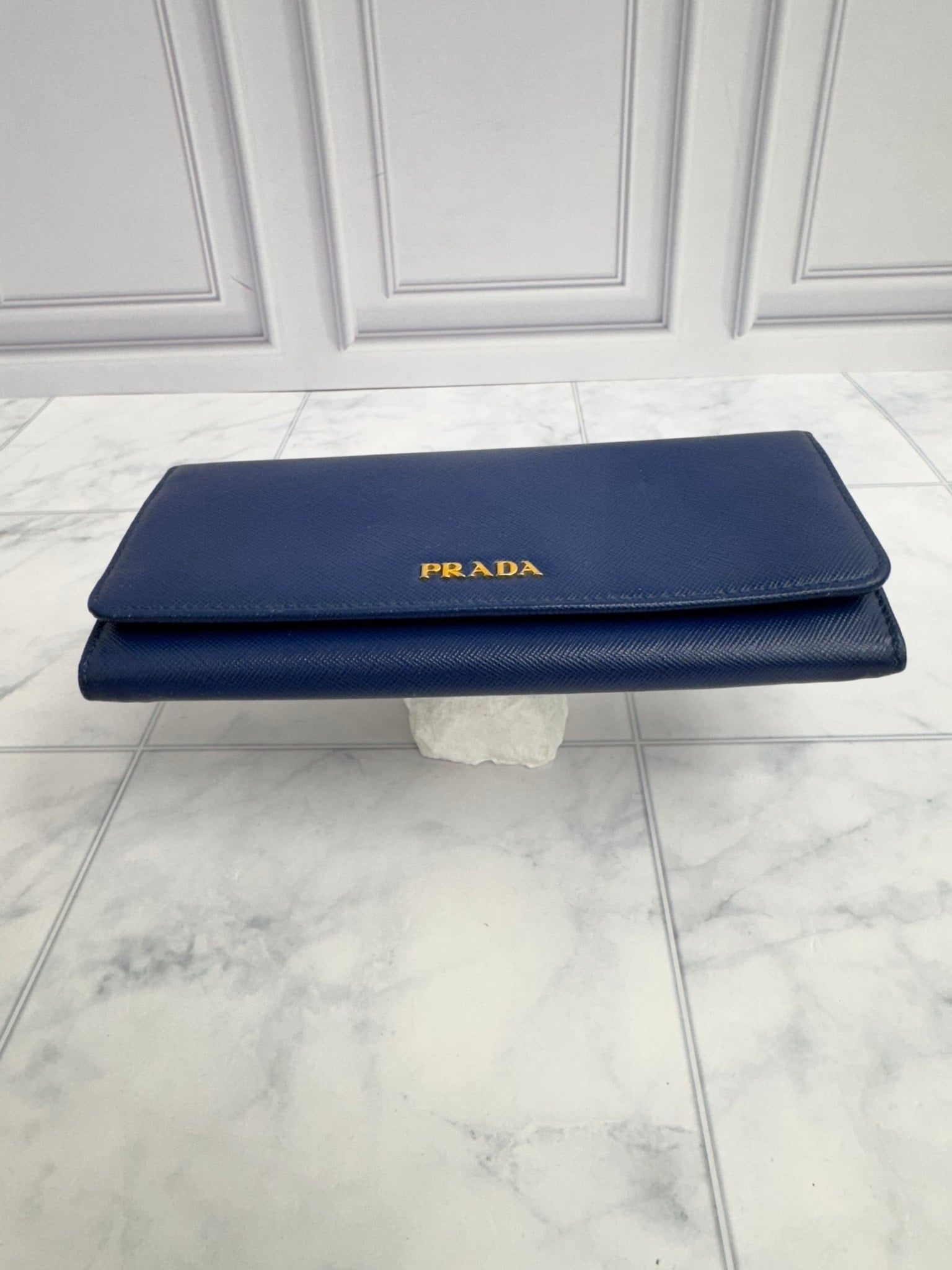Prada Blue Saffiano Leather Long Wallet