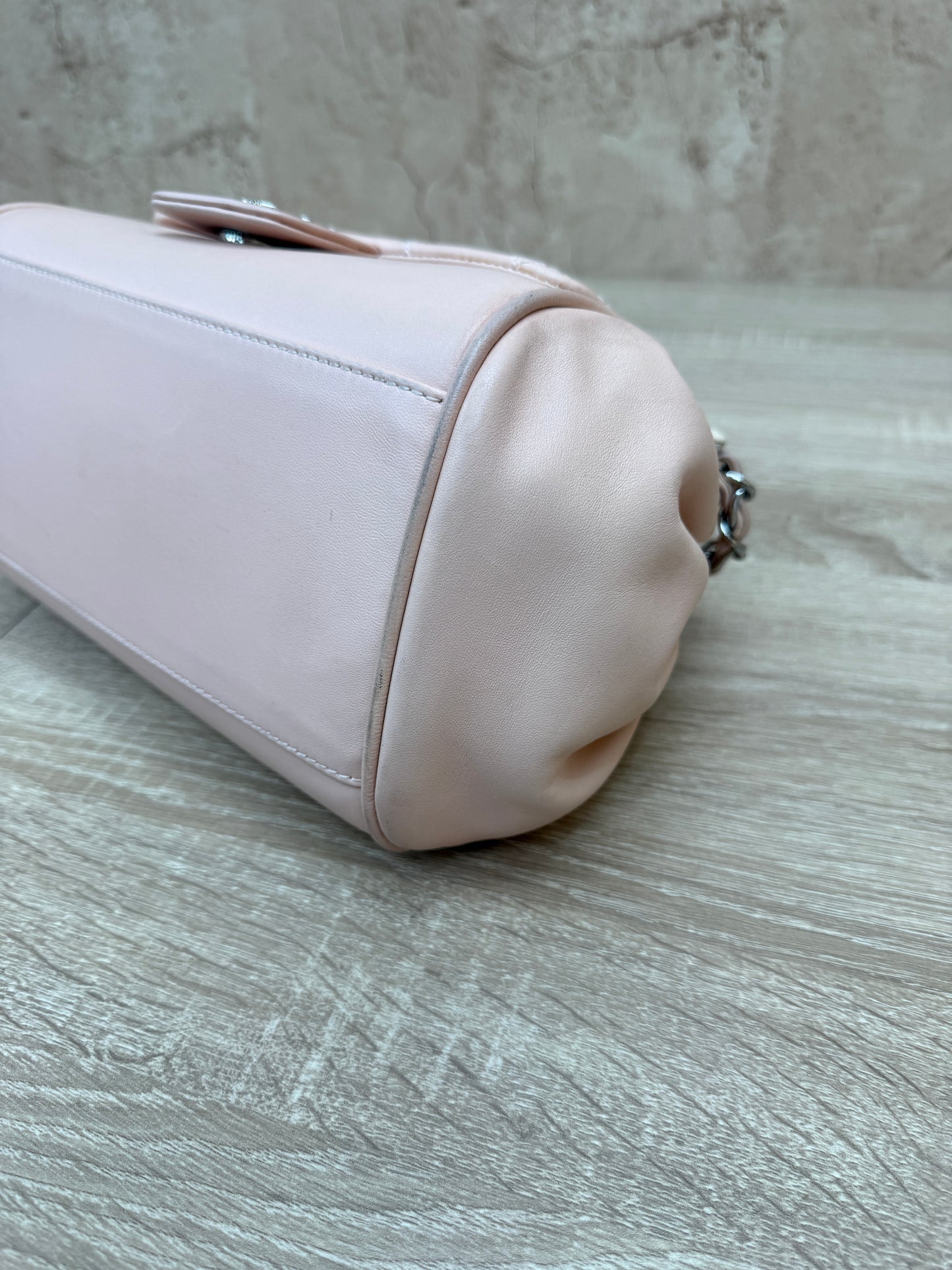 Chanel Pink Calfskin Quilted Accordion Flap Bag