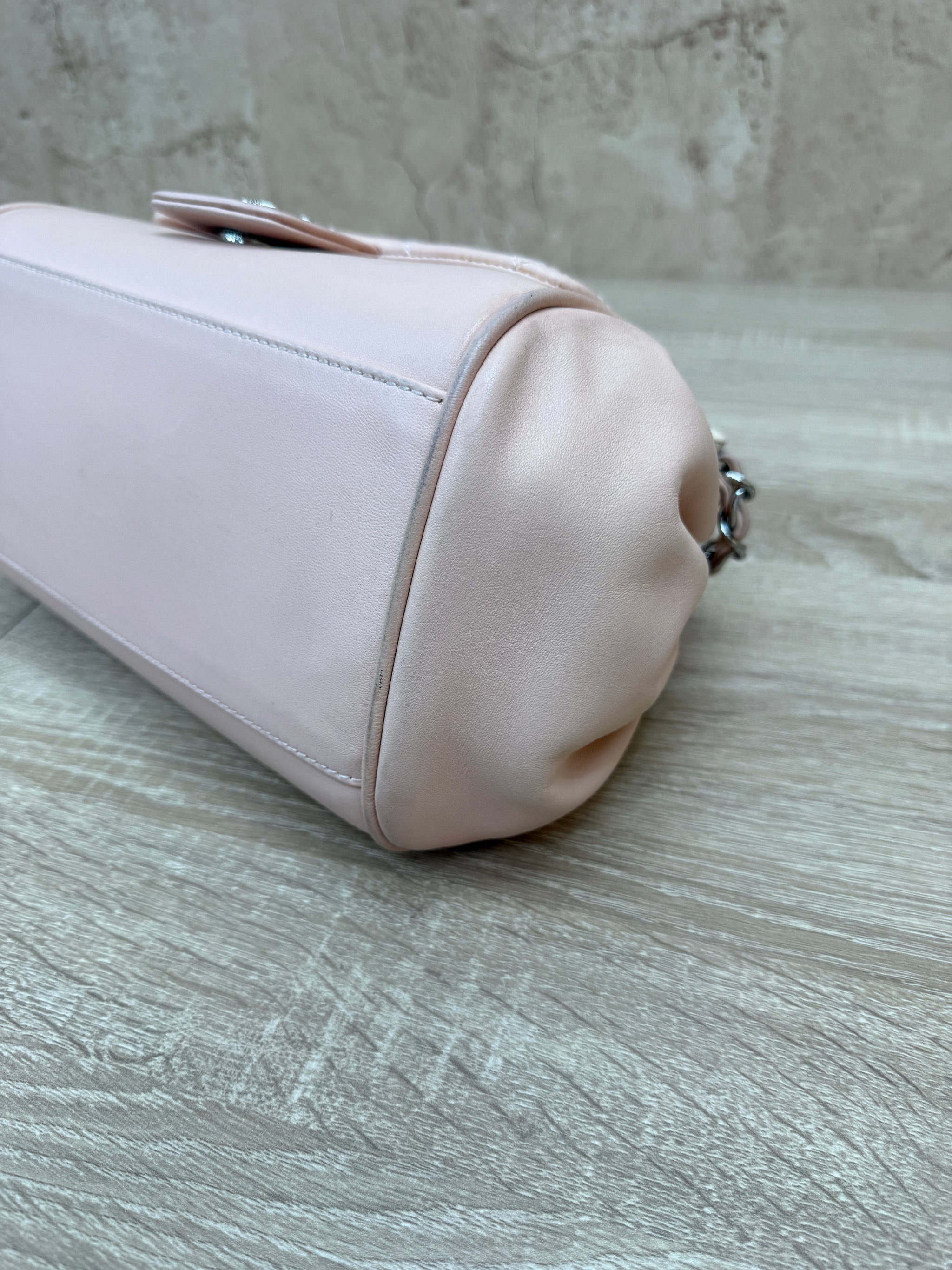 Chanel Pink Calfskin Quilted Accordion Flap Bag