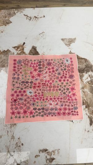 BRAND NEW - Gucci Pink Cotton Floral Handkerchief