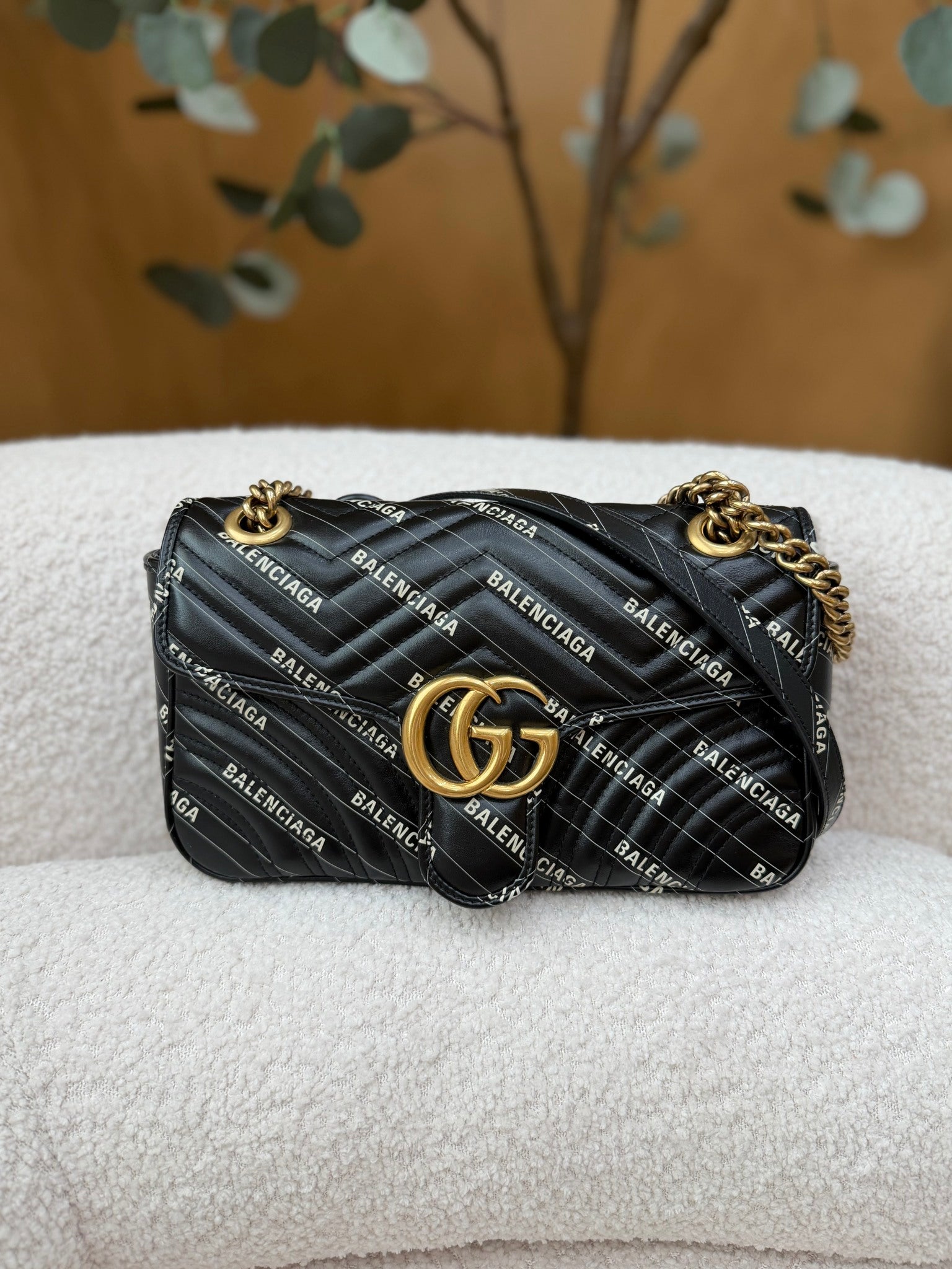 Gucci X Balenciaga Black Leather Hacker Project Marmont