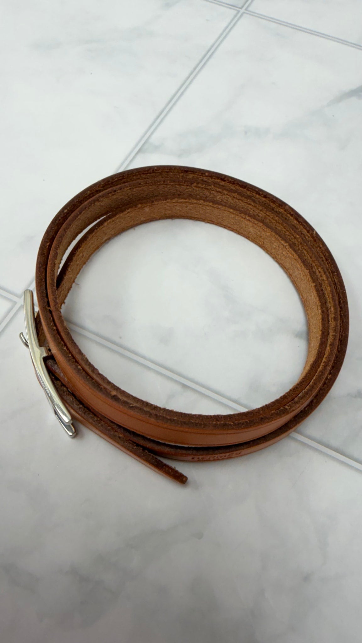 Hermes Tan Leather Triple Tour Wrap Bracelet