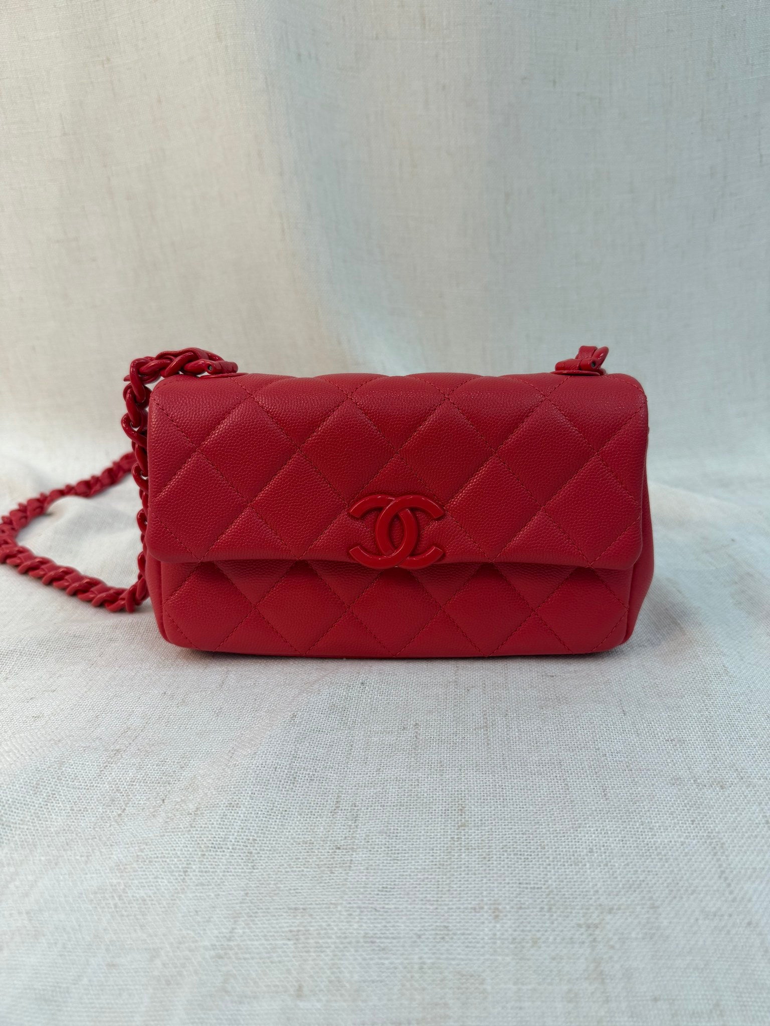 Chanel Coral Pink Caviar Leather My Everything Bag