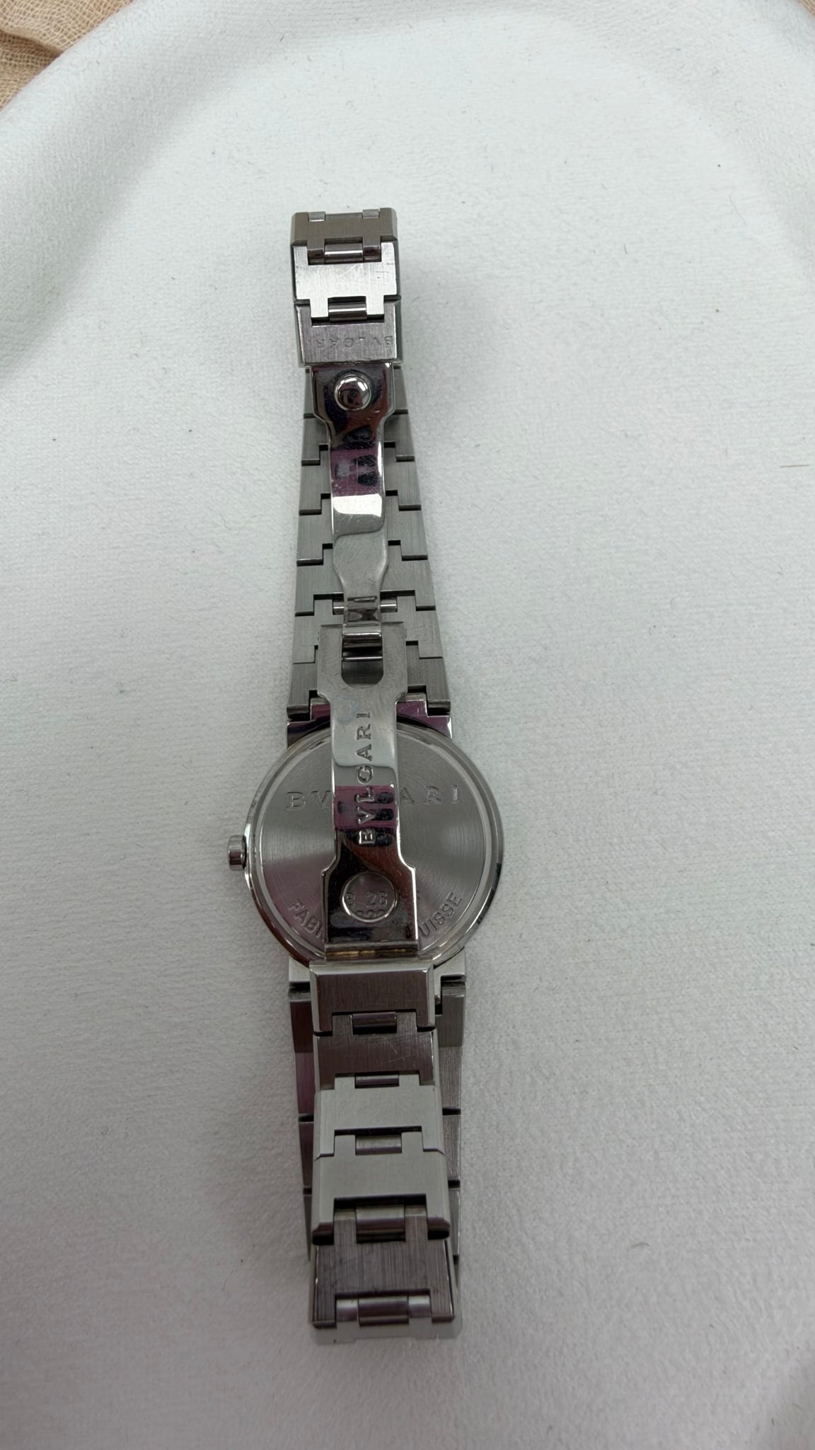 Bvlgari Stainless Steel & Black Logo Bezel Watch 30mm Face