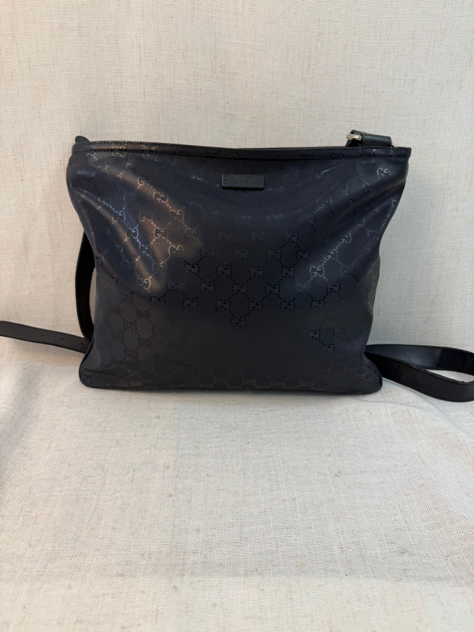 Gucci Navy Coated Canvas GG Imprime Messenger Bag