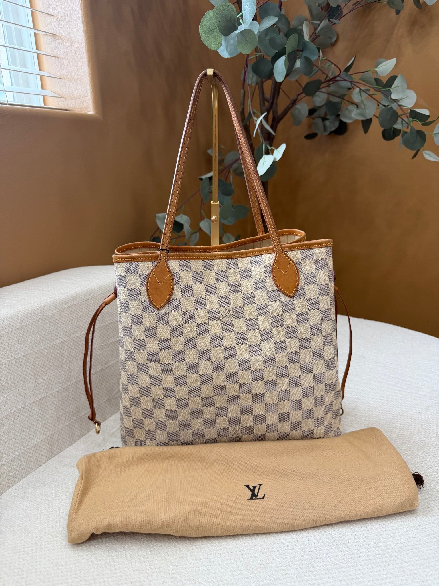 Louis Vuitton Damier Azur Canvas Neverfull Tote Bag 