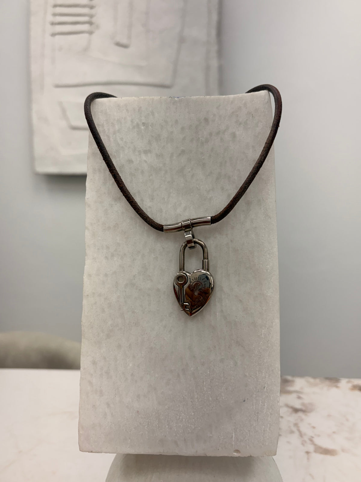 Hermes Silver Tone Vive L Dee Heart Padlock Choker