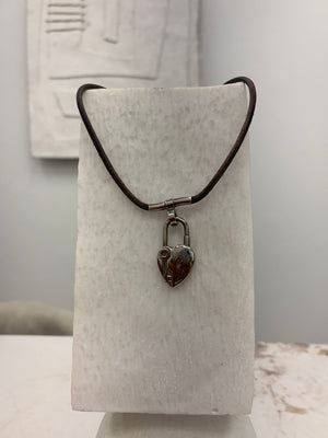 Hermes Silver Tone Vive L Dee Heart Padlock Choker