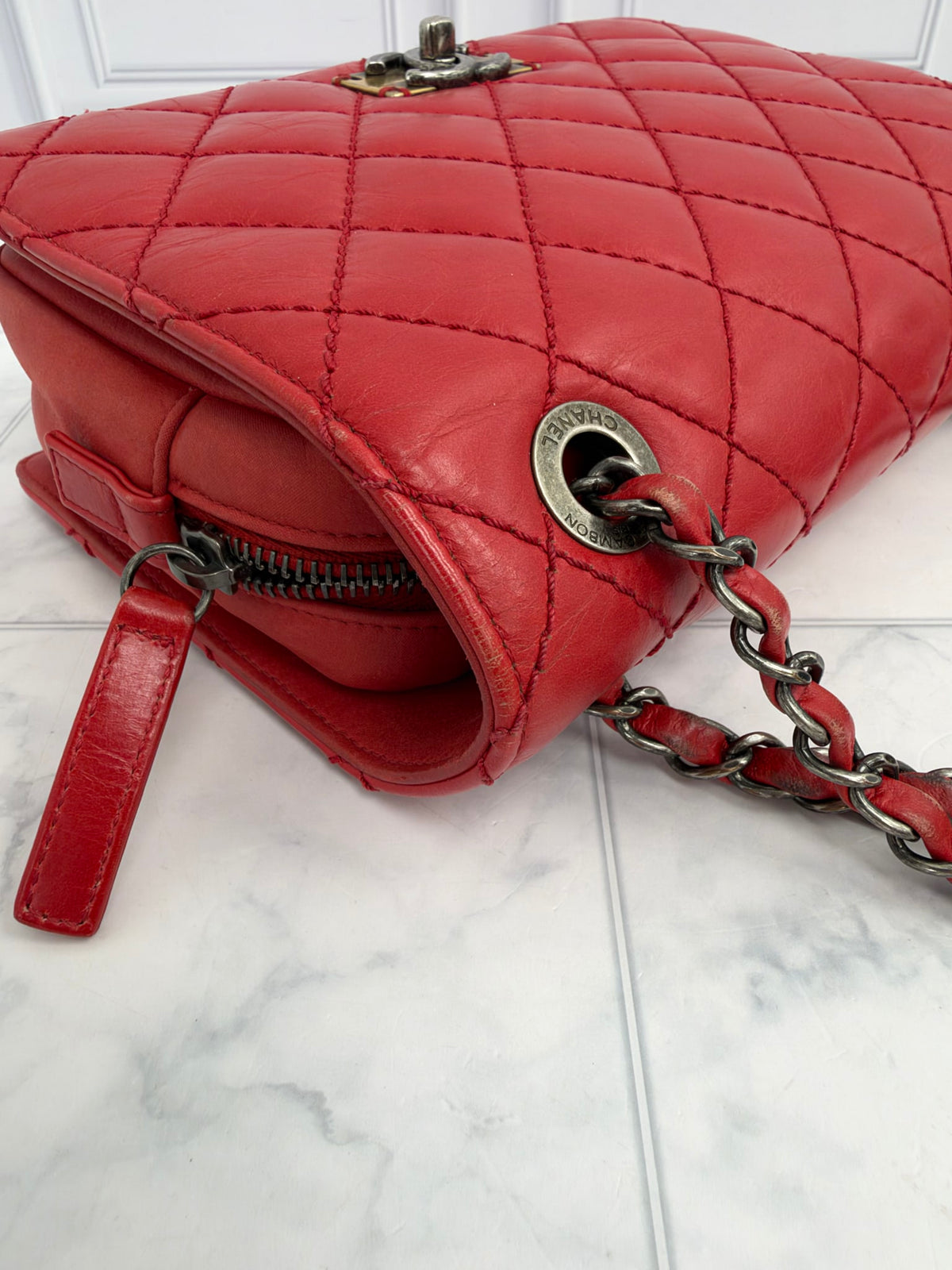 Chanel Red Quilted Calfskin Soft Small Boy Flap Bag