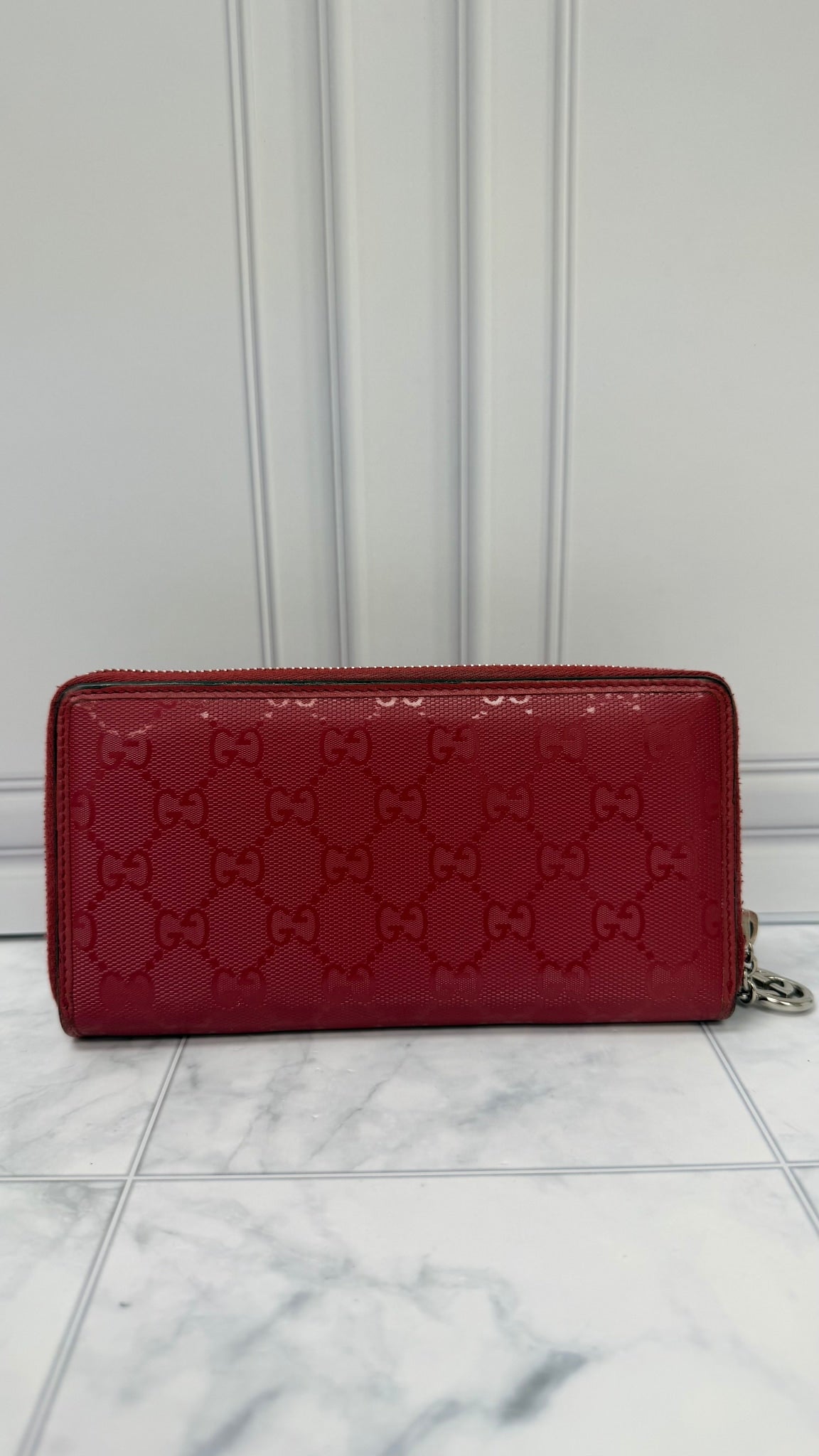 Gucci Red Imprime Microguccissima Zippy Wallet 