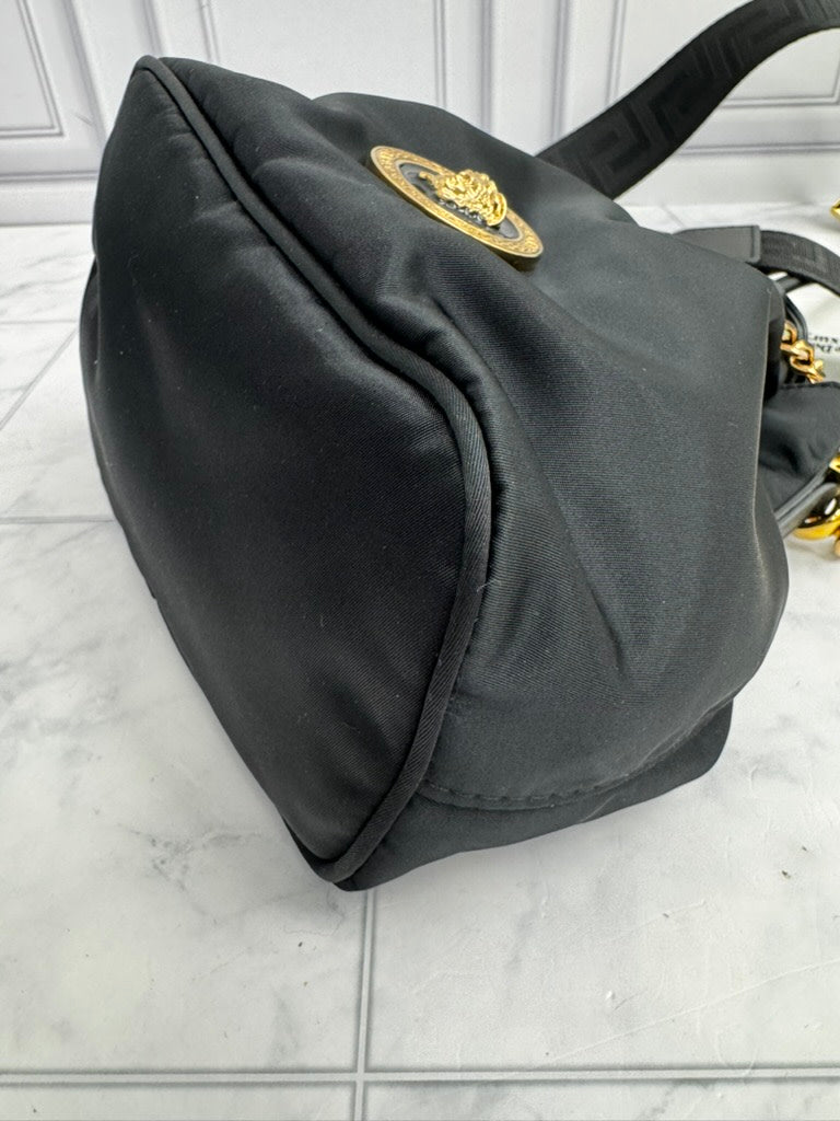 Versace Black Nylon La Medusa Small Bucket Bag